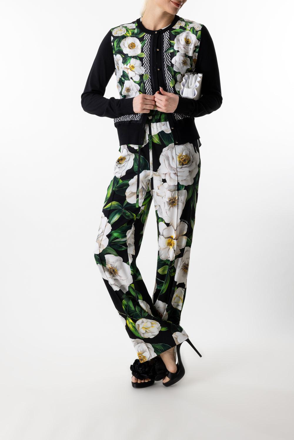 Gardenia Cardigan-GARDENIA/NERO-44-CLOTHINGTOPCARDIGAN-DOLCE & GABBANA