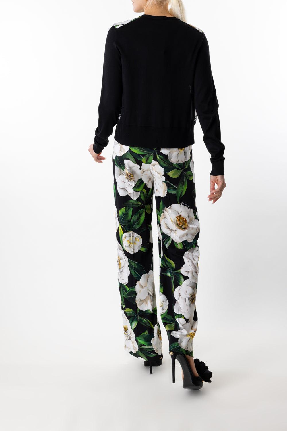 Gardenia Cardigan-GARDENIA/NERO-44-CLOTHINGTOPCARDIGAN-DOLCE & GABBANA