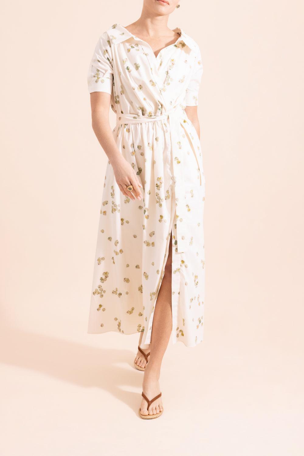 Lydia Dress - Ivory Allover Petals-CREAM-34-CLOTHINGDRESSCASUAL-ALTUZARRA