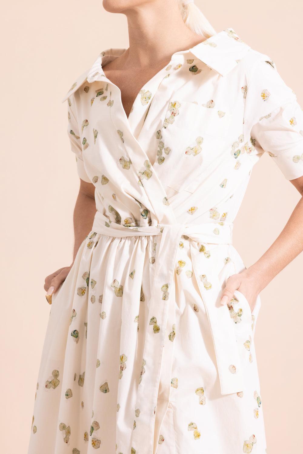 Lydia Dress - Ivory Allover Petals-CREAM-34-CLOTHINGDRESSCASUAL-ALTUZARRA