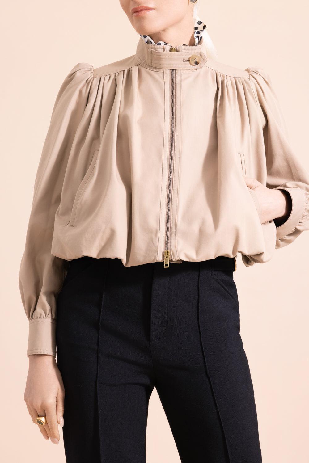 Gathered Boule Jacket-BROWN-34-CLOTHINGJACKETCASUAL-CHLOÉ