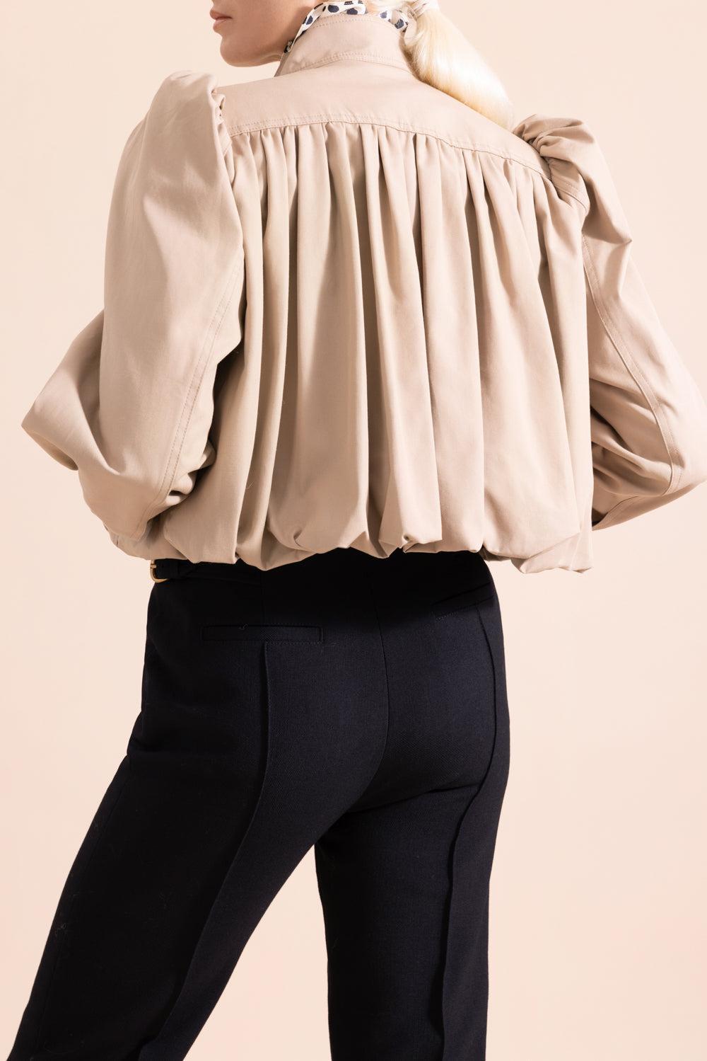 Gathered Boule Jacket-BROWN-34-CLOTHINGJACKETCASUAL-CHLOÉ