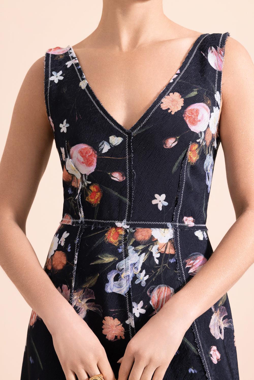 Dutch Floral Textured Sleeveless Cocktail Dress-DFLWRPNT-6-CLOTHINGDRESSCOCKTAIL-ERDEM