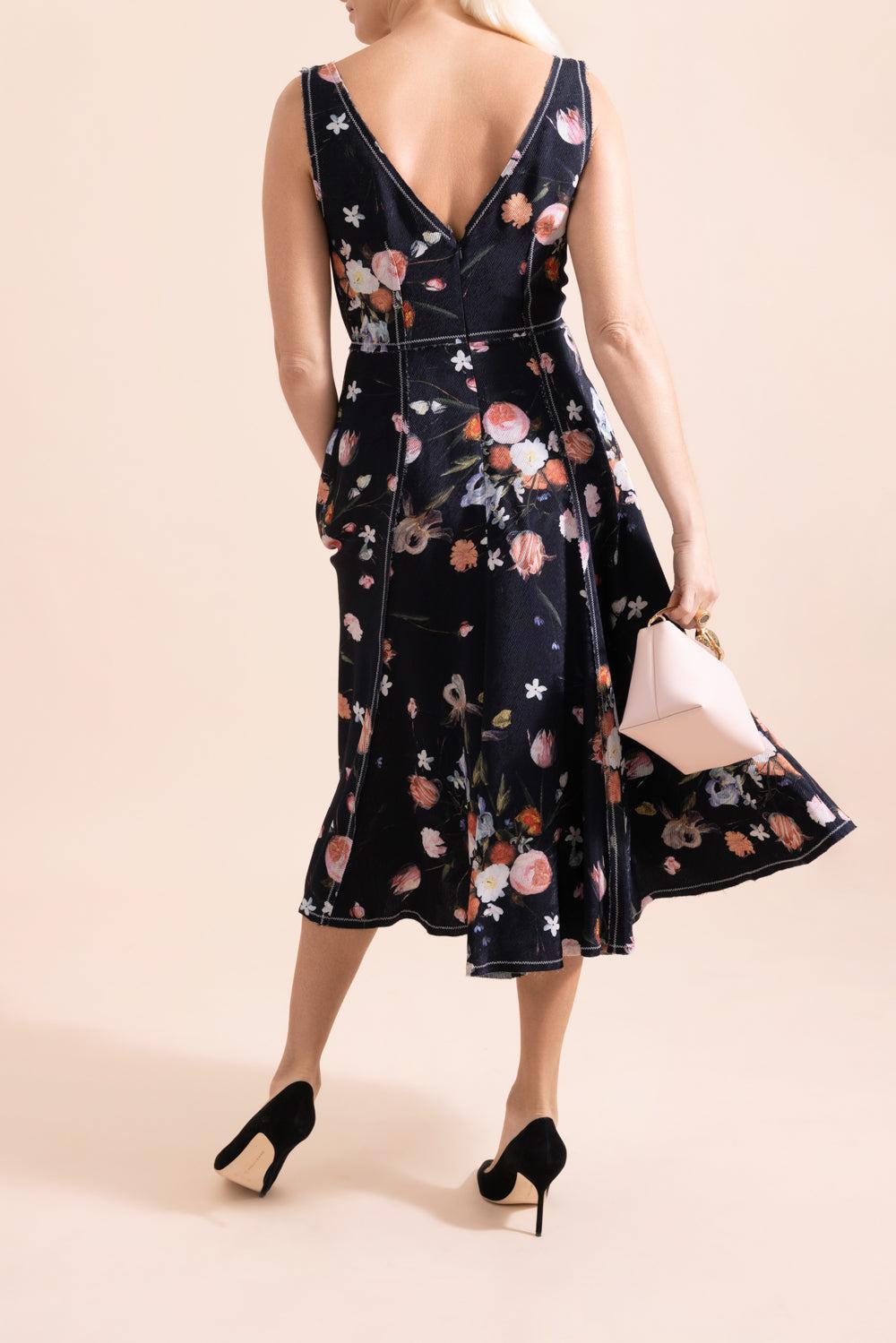 Dutch Floral Textured Sleeveless Cocktail Dress-DFLWRPNT-6-CLOTHINGDRESSCOCKTAIL-ERDEM
