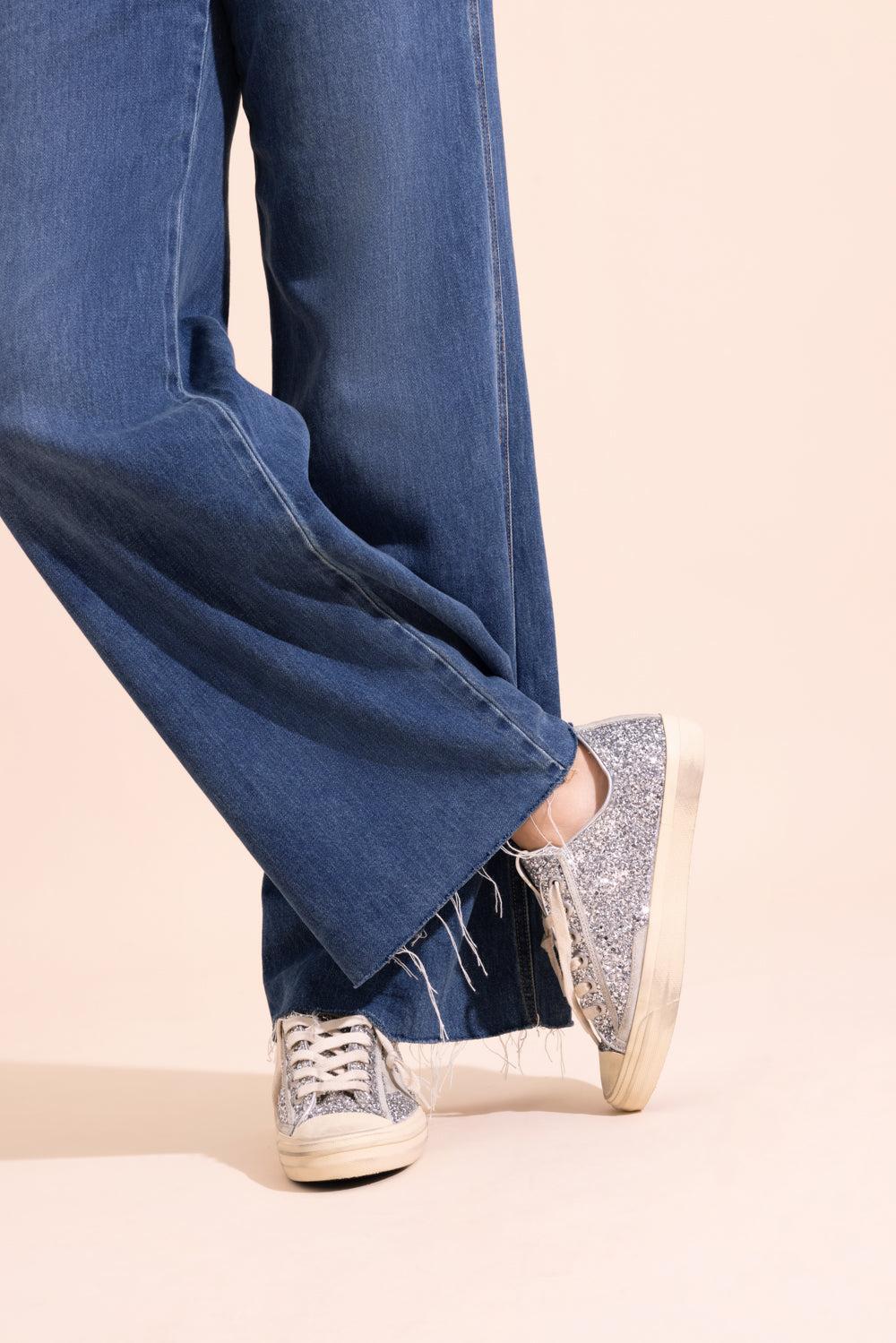 V-Star Glitter Sneaker-SILVER-36-SHOESNEAKER-GOLDEN GOOSE