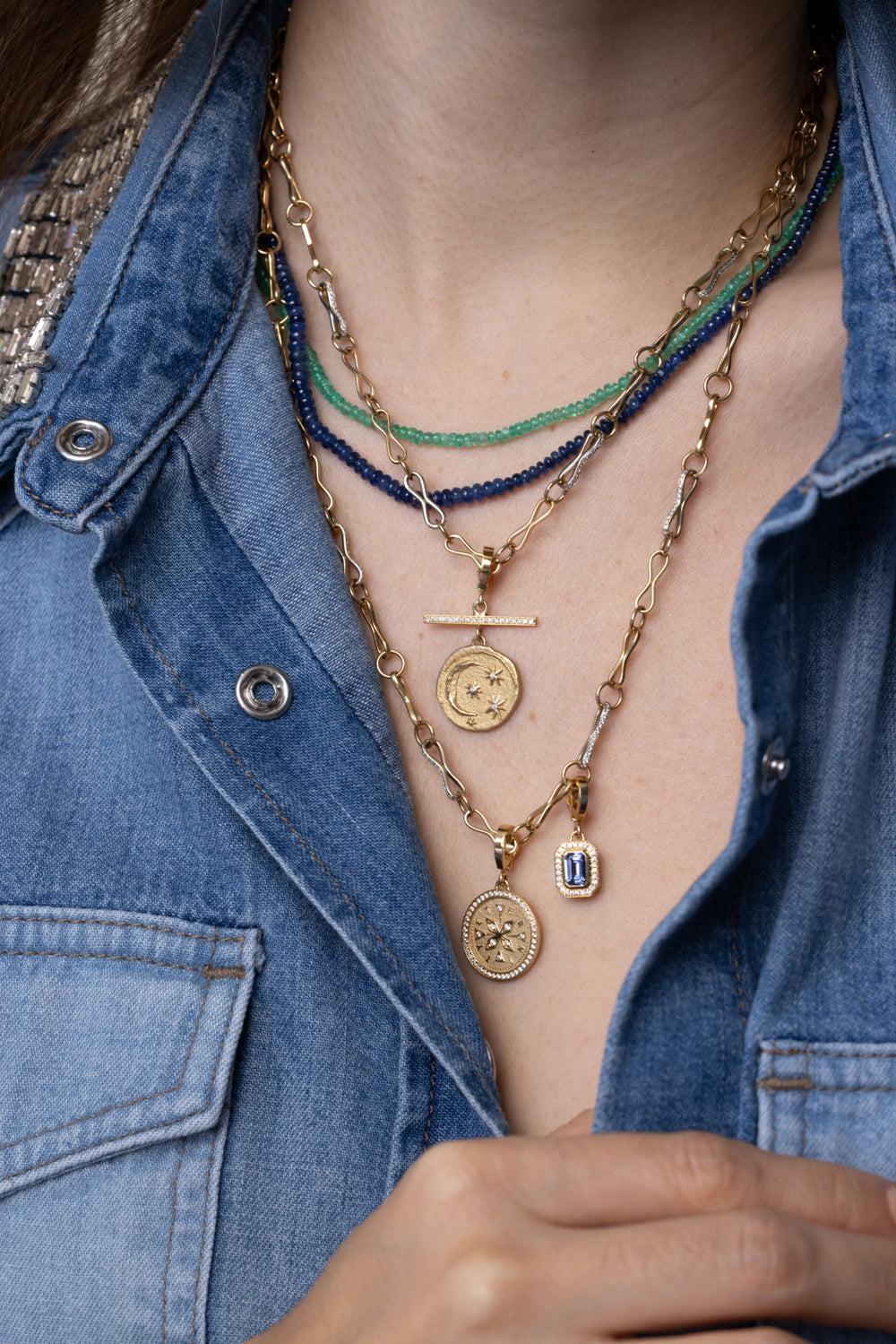 Small Cosmic Diamond Coin Charm-YELLOW GOLD-JEWELRYFINE JEWELPENDANT-AZLEE