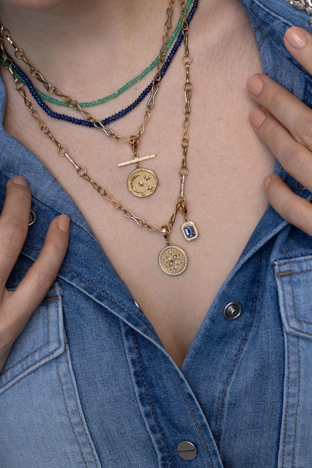 Small Cosmic Diamond Coin Charm-YELLOW GOLD-JEWELRYFINE JEWELPENDANT-AZLEE