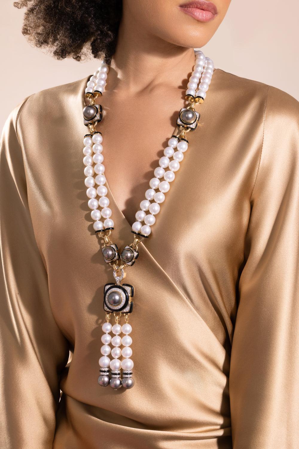 White Grey Pearl Couture Necklace-YELLOW GOLD-JEWELRYFINE JEWELNECKLACE O-DAVID WEBB