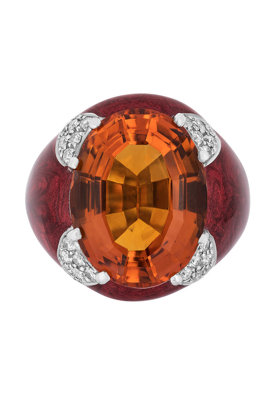 Citrine Red Oval Ring