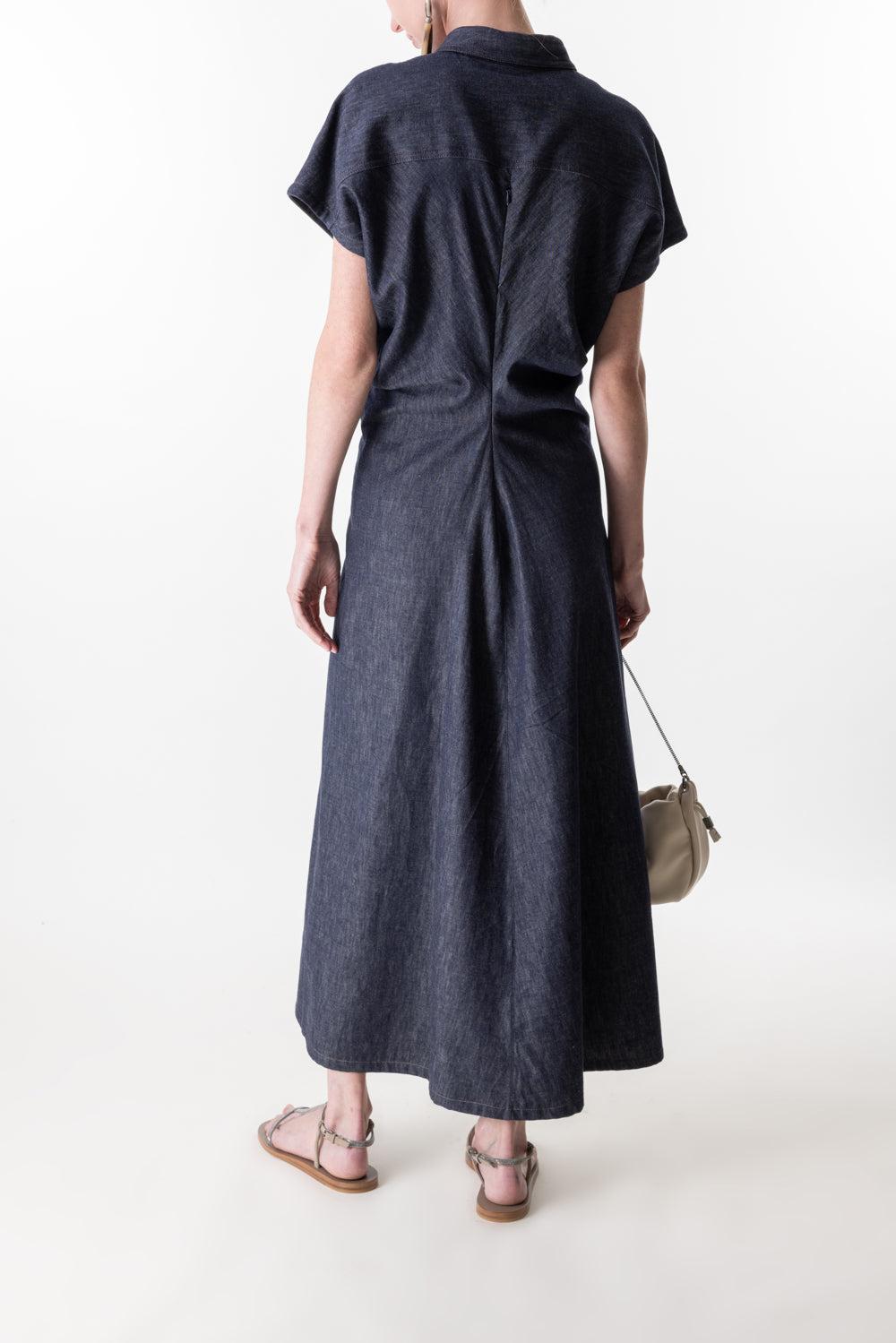 Monili Collar No Fade Dress-DENIM-S-CLOTHINGDRESSCASUAL-BRUNELLO CUCINELLI