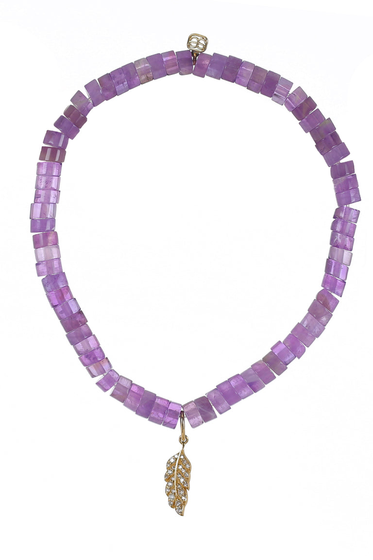 Amethyst Tiny Feather Charm Bracelet