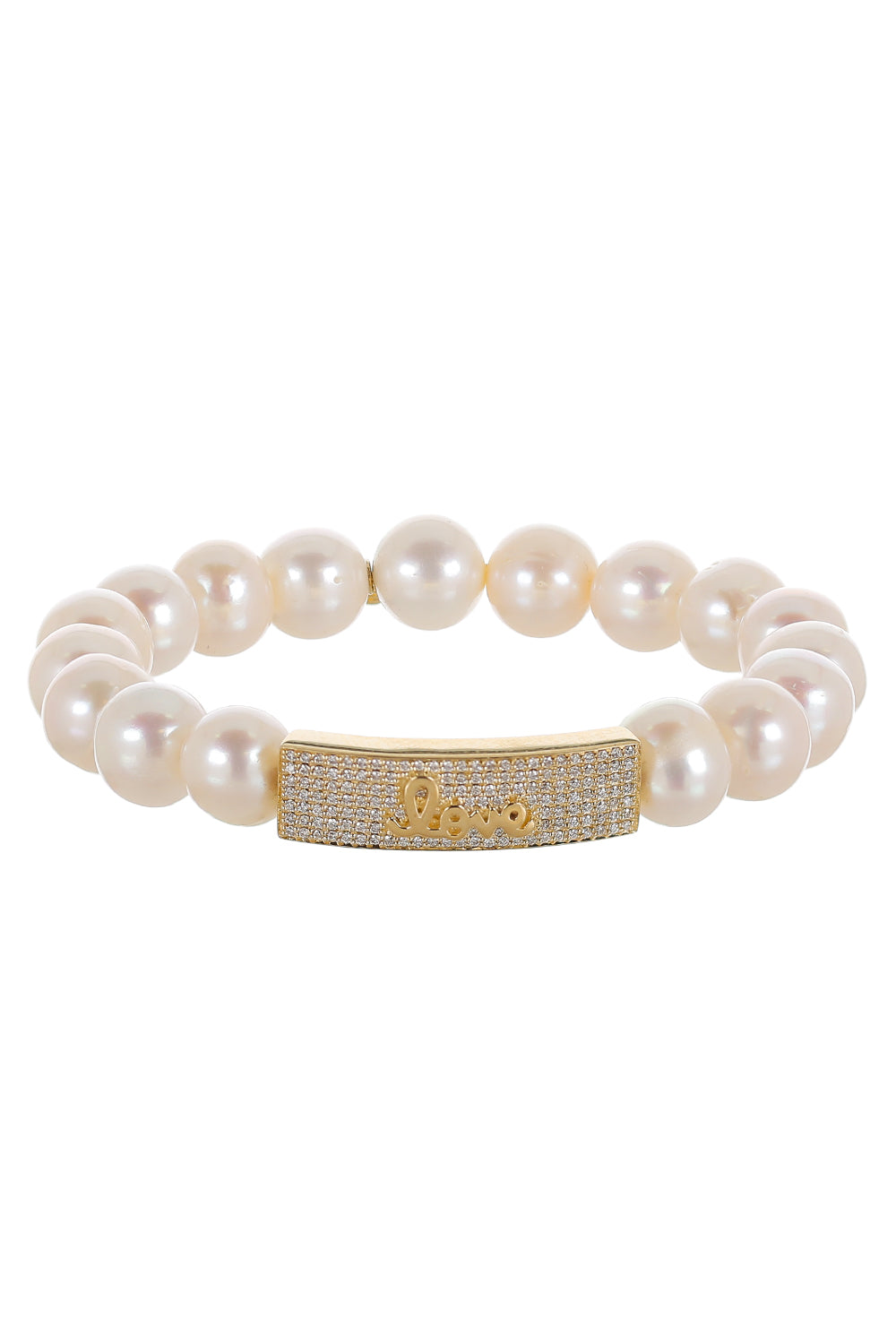 Love Script Pearl Charm Bracelet