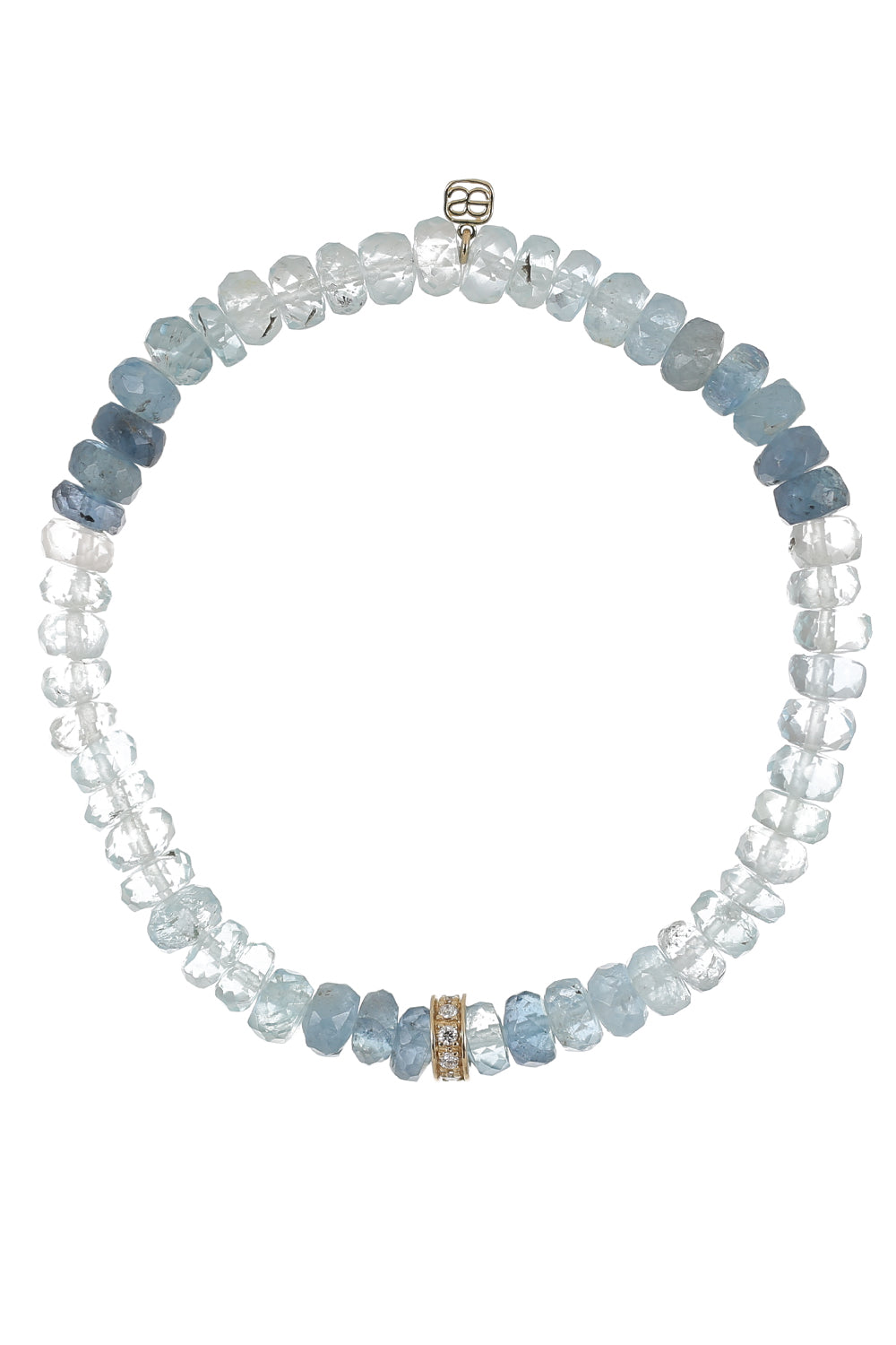 Aquamarine Diamond Rondelle Bead Bracelet