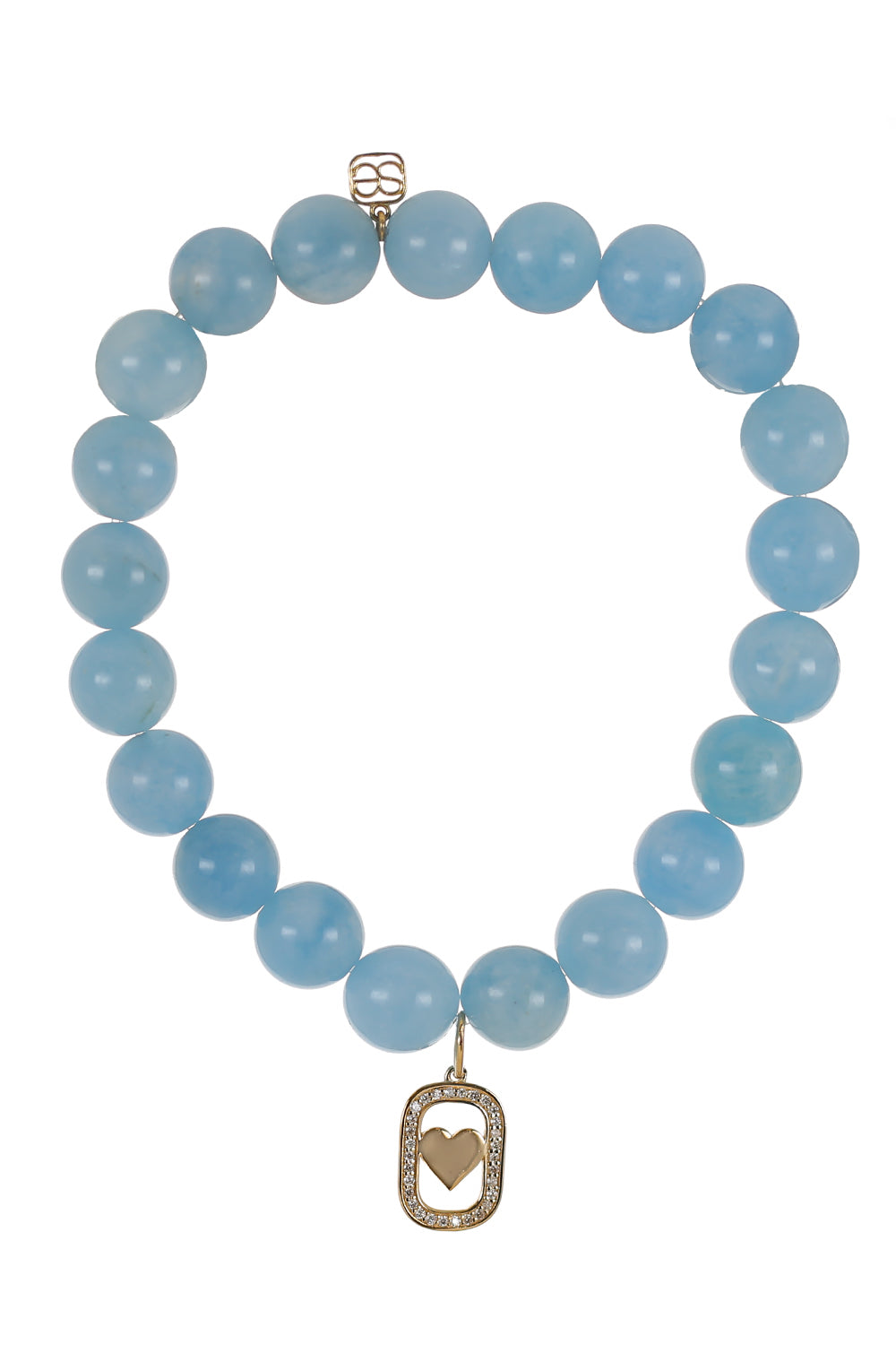 Aquamarine Heart Open Icon Charm Bracelet