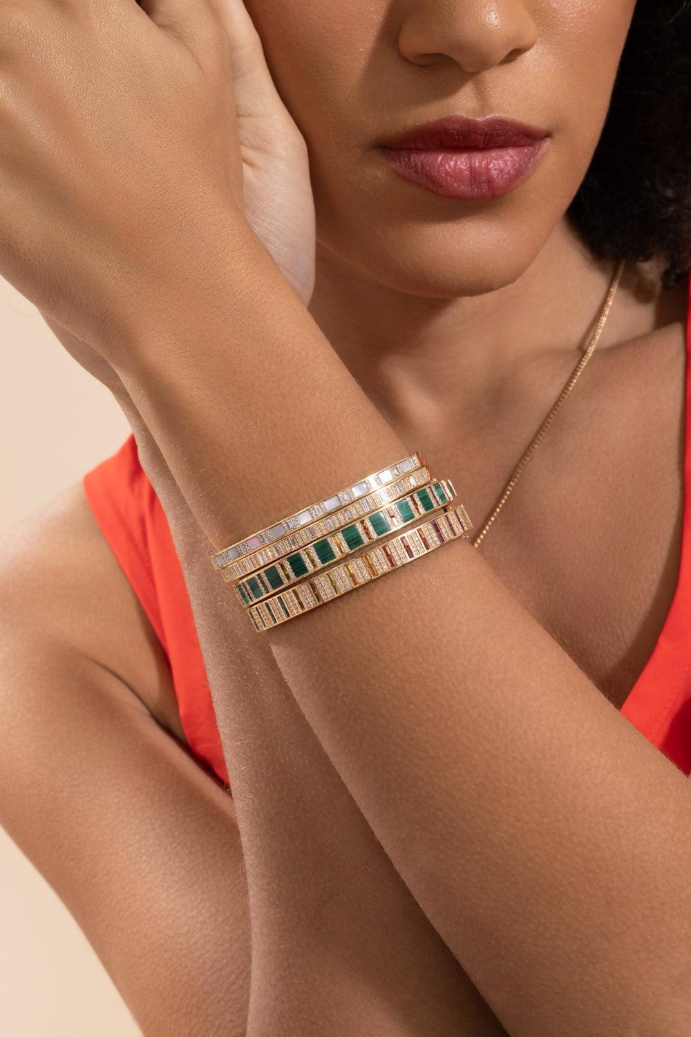 Sapphire Diamond Bangle Bracelet-YELLOW GOLD-17-JEWELRYFINE JEWELBRACELET O-SORELLINA