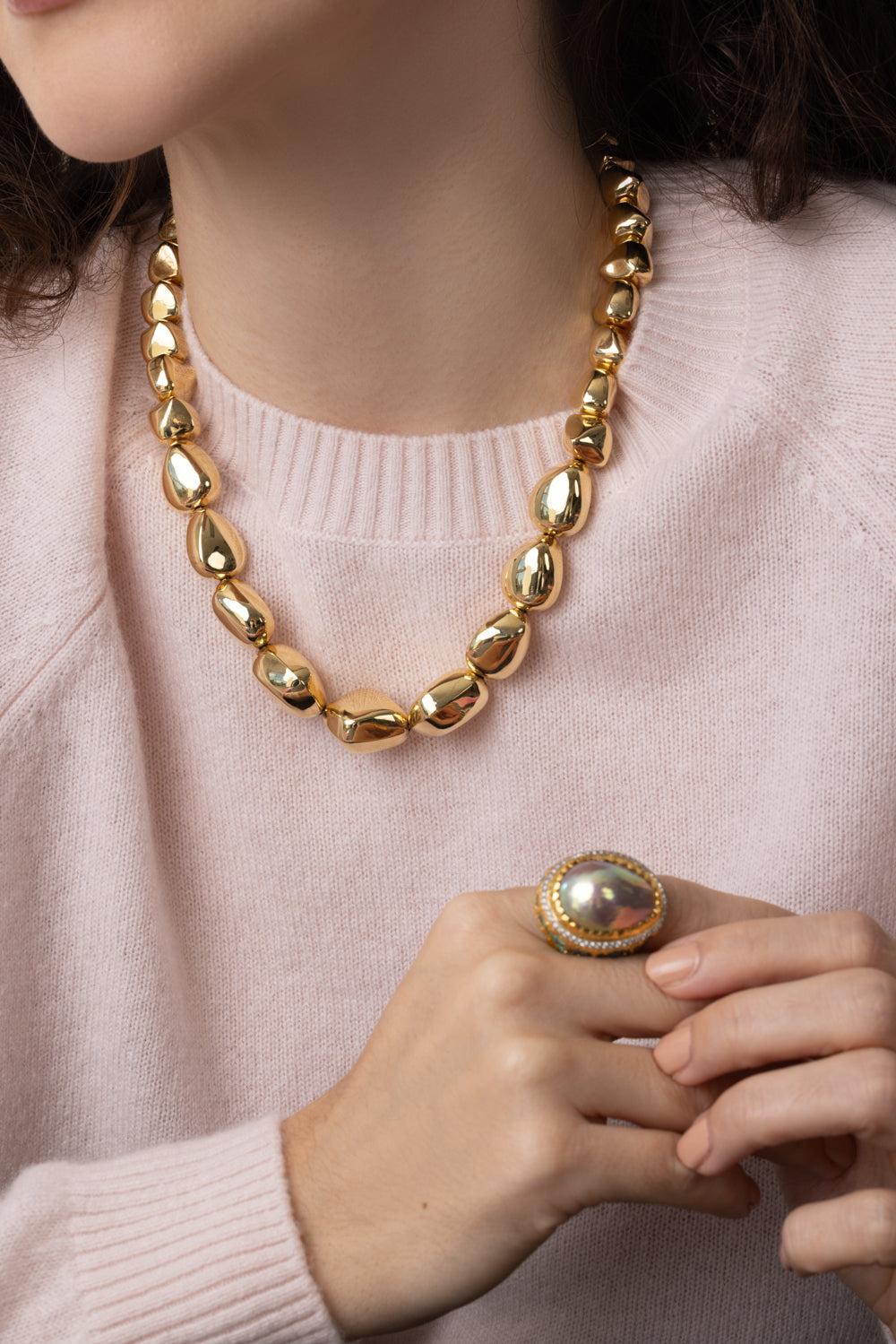 Nugget Ruby Necklace-YELLOW GOLD-JEWELRYFINE JEWELNECKLACE O-VICTOR VELYAN