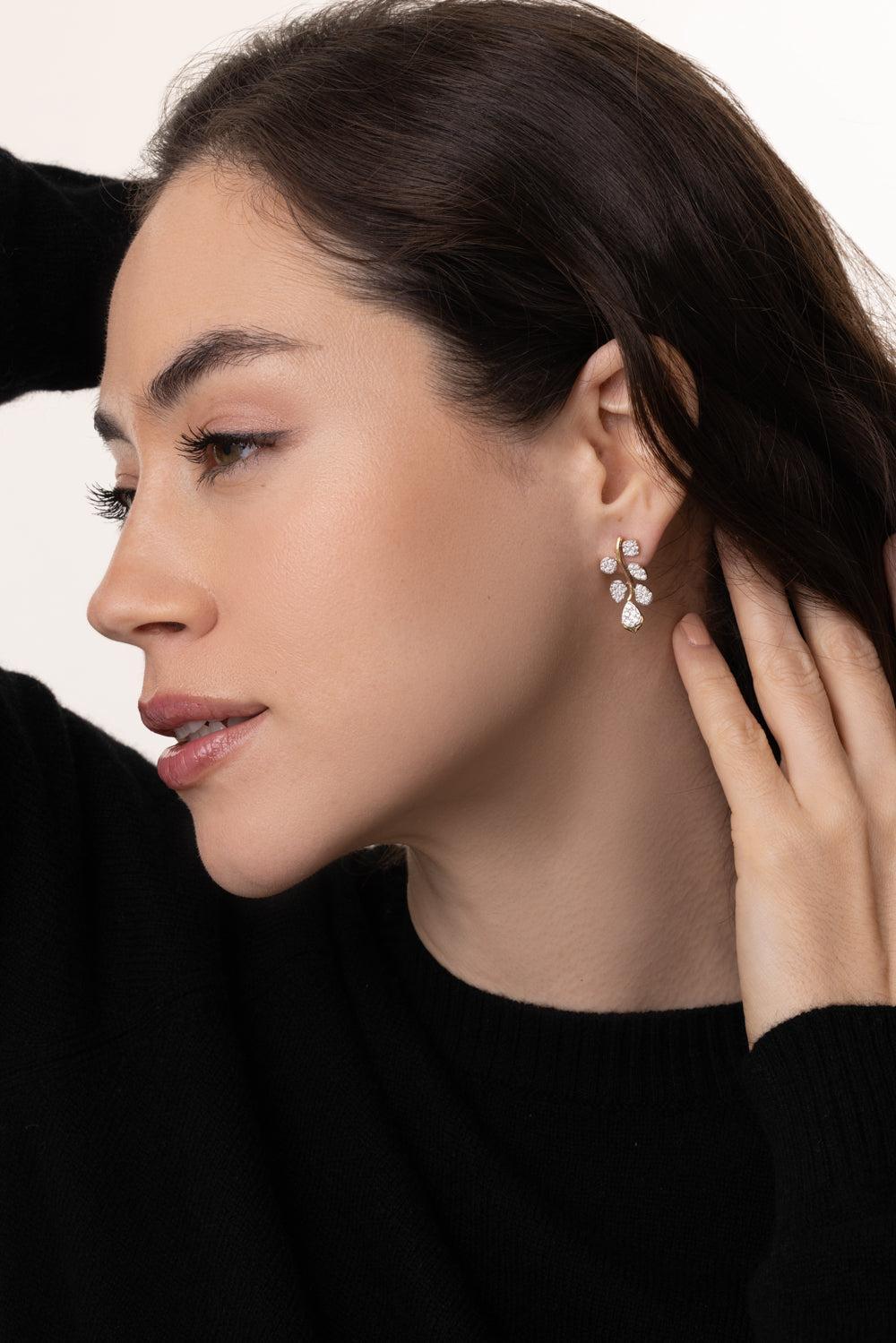 Lierre Cluster Drop Earrings-YELLOW GOLD-JEWELRYFINE JEWELEARRING-SARA WEINSTOCK