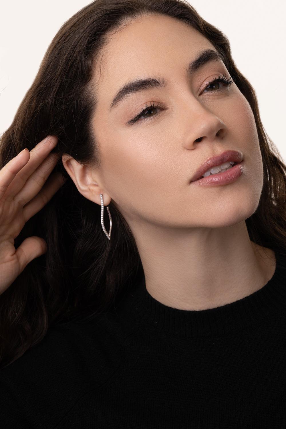 Veena Diamond Hoop Earrings-WHITE GOLD-JEWELRYFINE JEWELEARRING-SARA WEINSTOCK