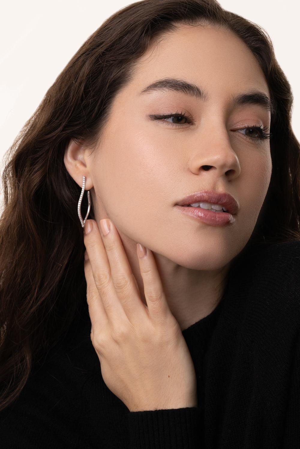 Veena Diamond Hoop Earrings-WHITE GOLD-JEWELRYFINE JEWELEARRING-SARA WEINSTOCK