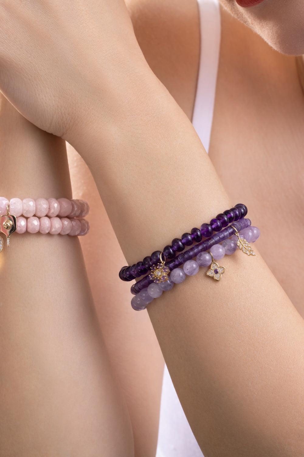 Amethyst Mini Moraccan Charm Bracelet-YELLOW GOLD-JEWELRYFINE JEWELBRACELET O-SYDNEY EVAN
