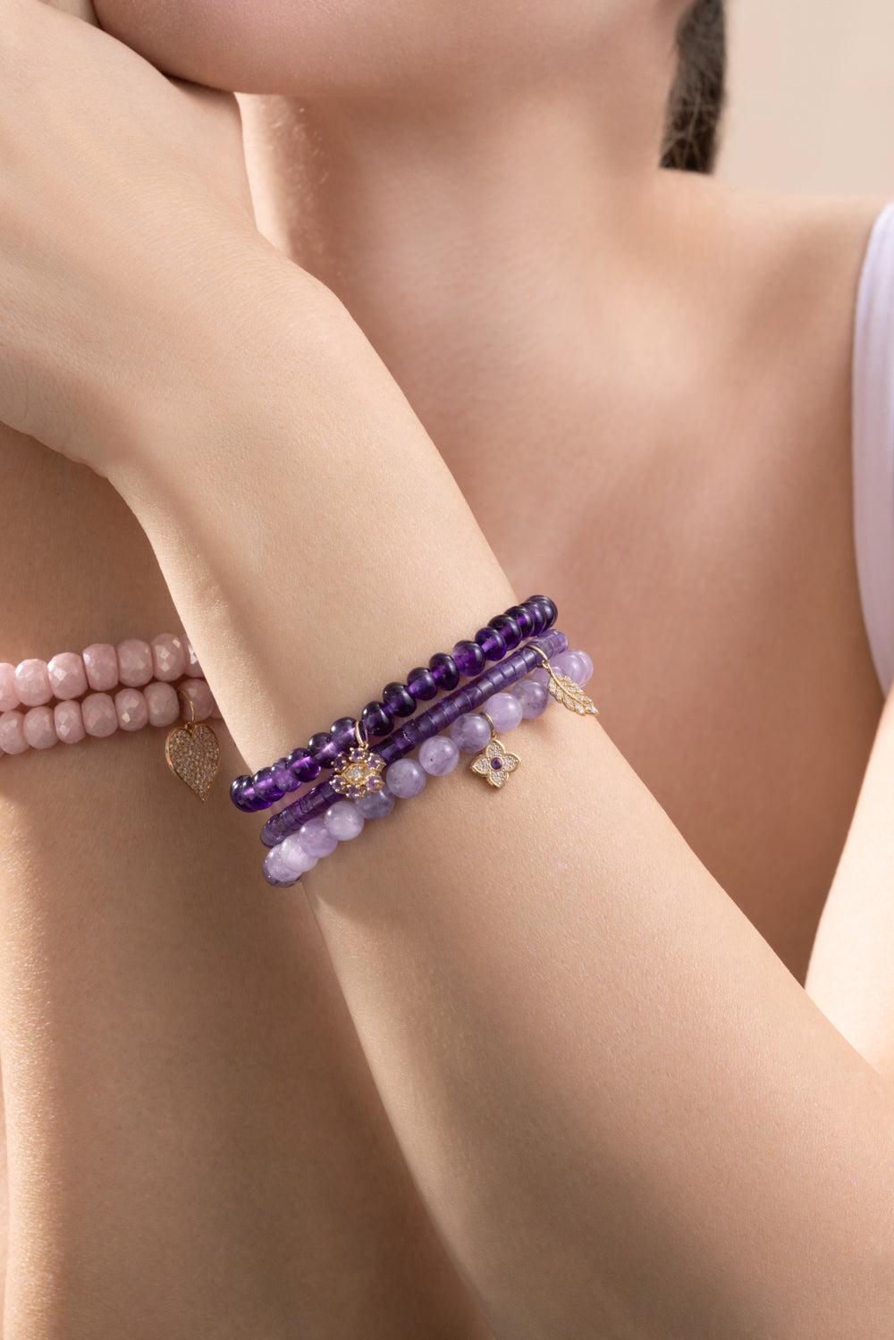 Amethyst Mini Moraccan Charm Bracelet-YELLOW GOLD-JEWELRYFINE JEWELBRACELET O-SYDNEY EVAN