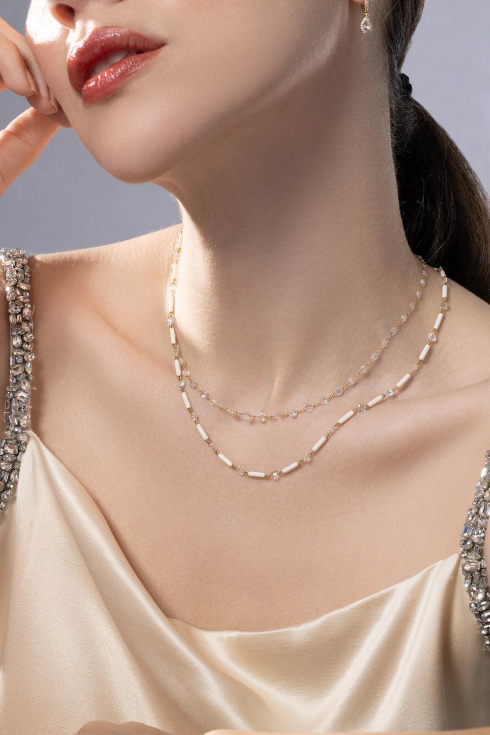 Diamond Multi Color Beaded Ethereal Neckalce-PLATINUM-JEWELRYFINE JEWELNECKLACE O-64 FACETS