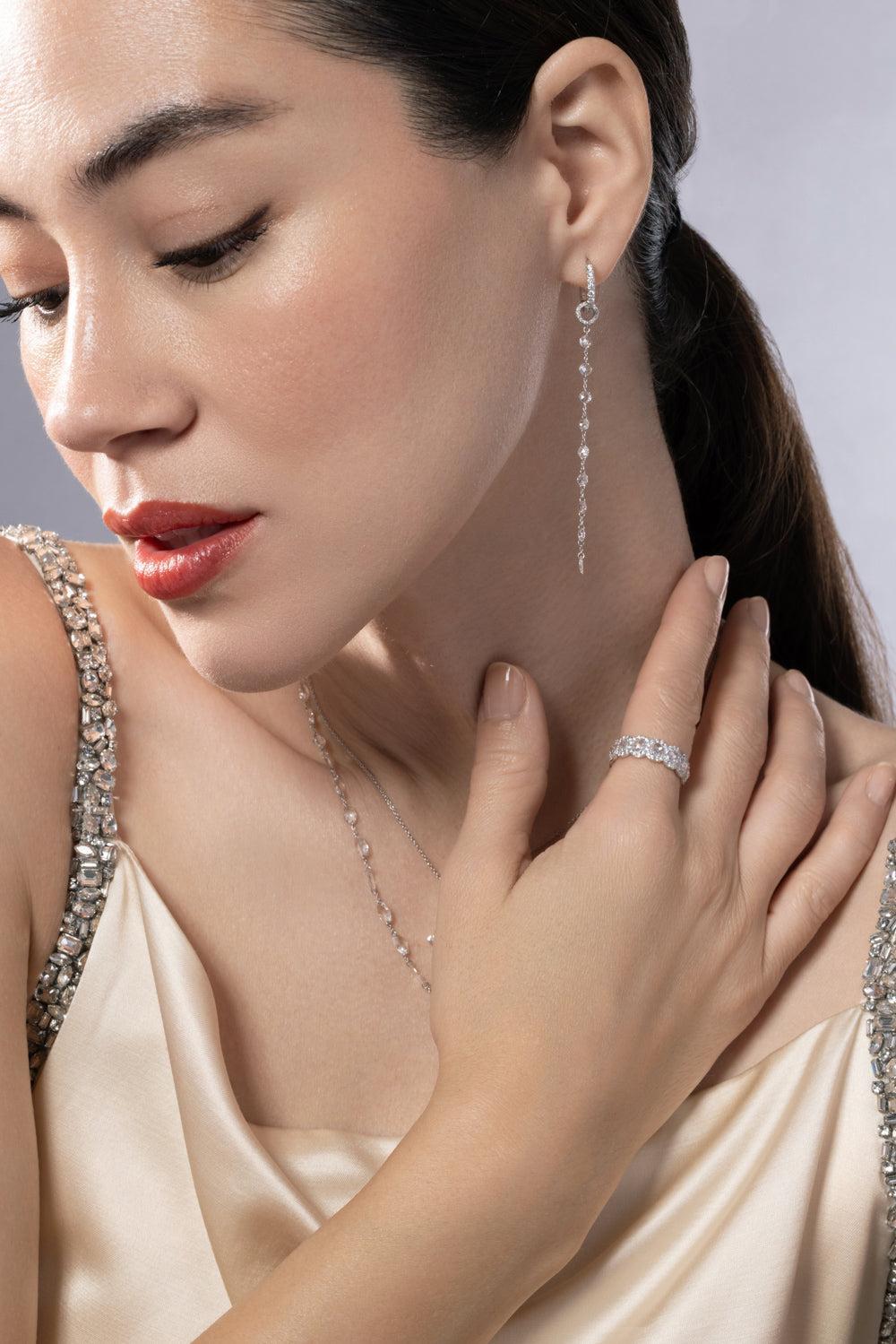 Ethereal Single Tassel Earrings-WHITE GOLD-JEWELRYFINE JEWELEARRING-64 FACETS