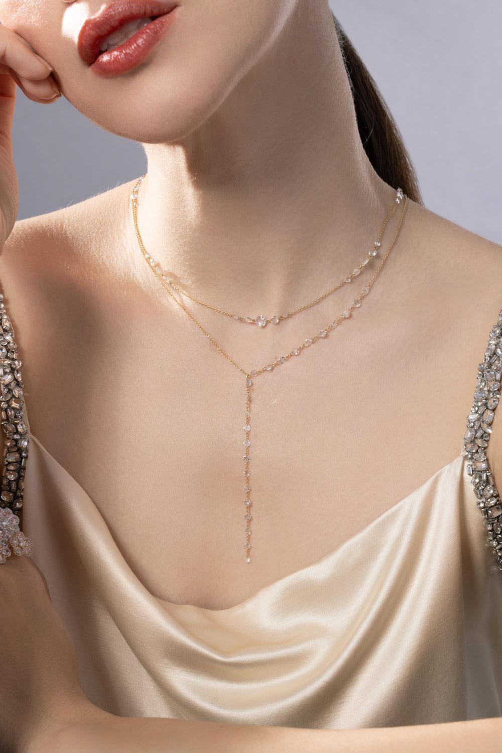 Diamond Ethereal Y Necklace-YELLOW GOLD-JEWELRYFINE JEWELNECKLACE O-64 FACETS