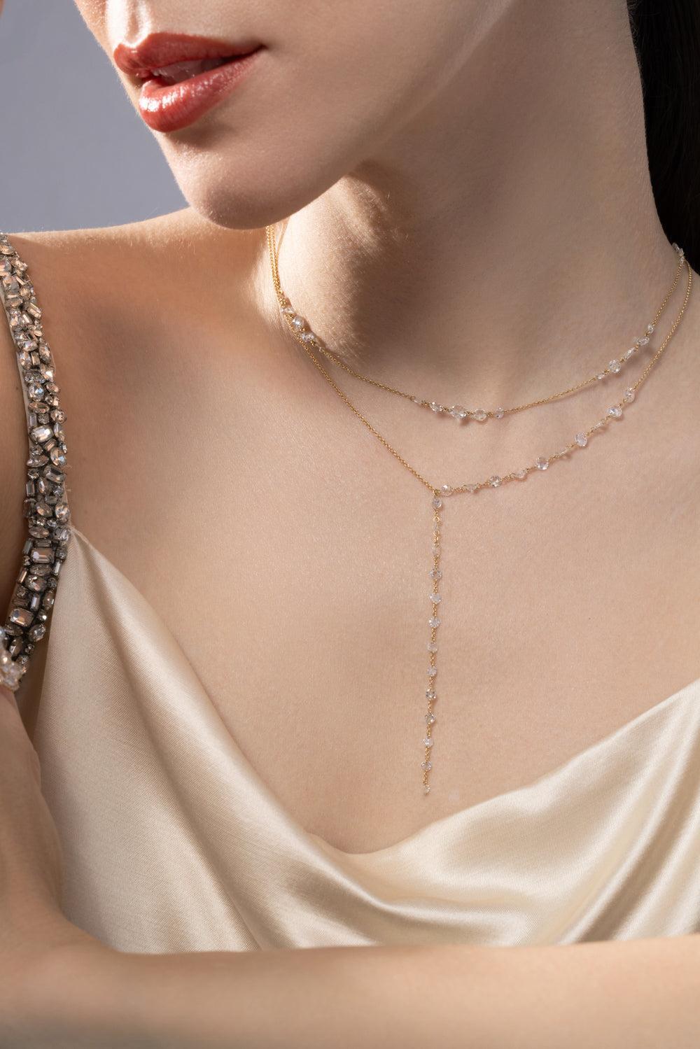 Diamond Ethereal Y Necklace-YELLOW GOLD-JEWELRYFINE JEWELNECKLACE O-64 FACETS