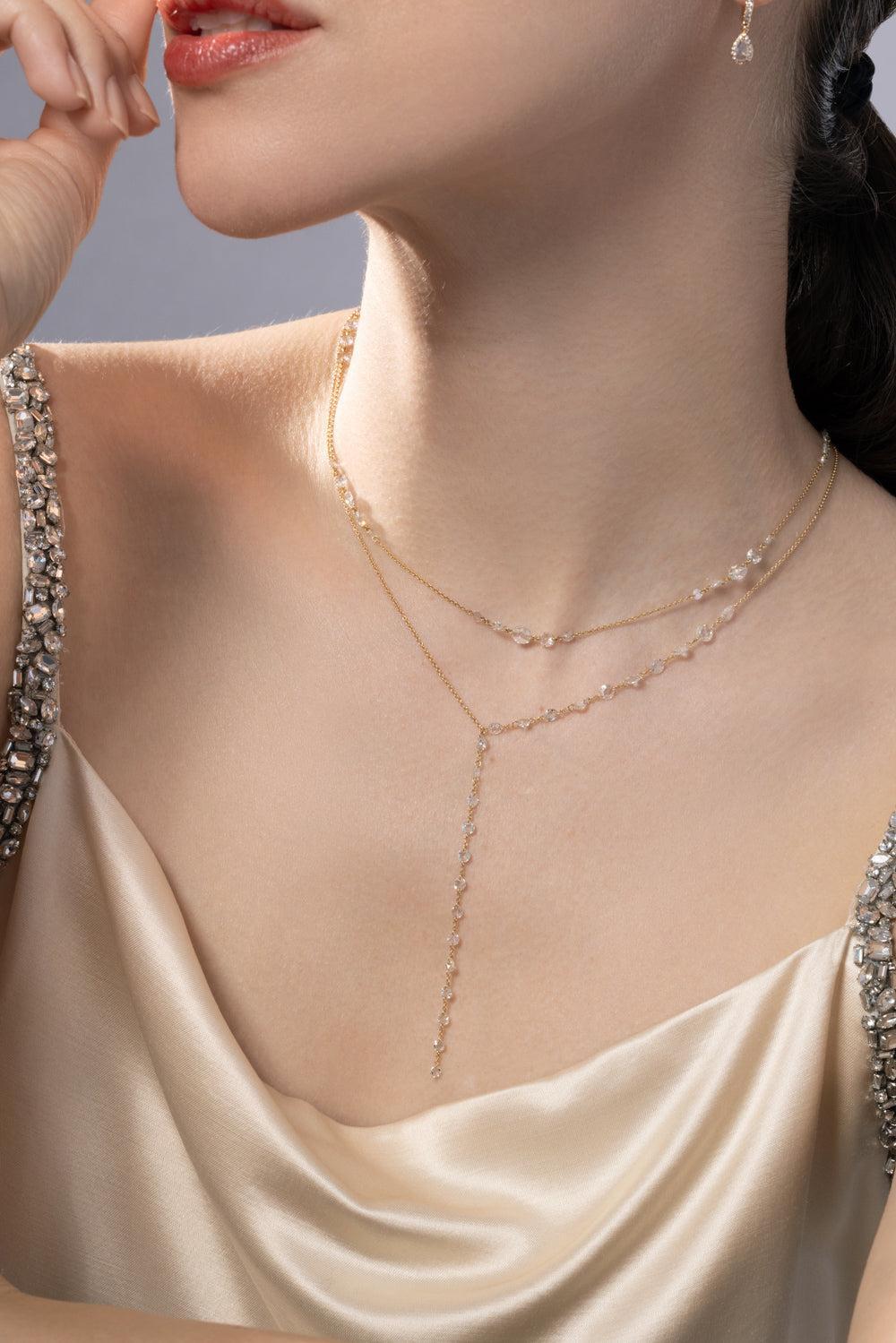 Diamond Ethereal Y Necklace-YELLOW GOLD-JEWELRYFINE JEWELNECKLACE O-64 FACETS