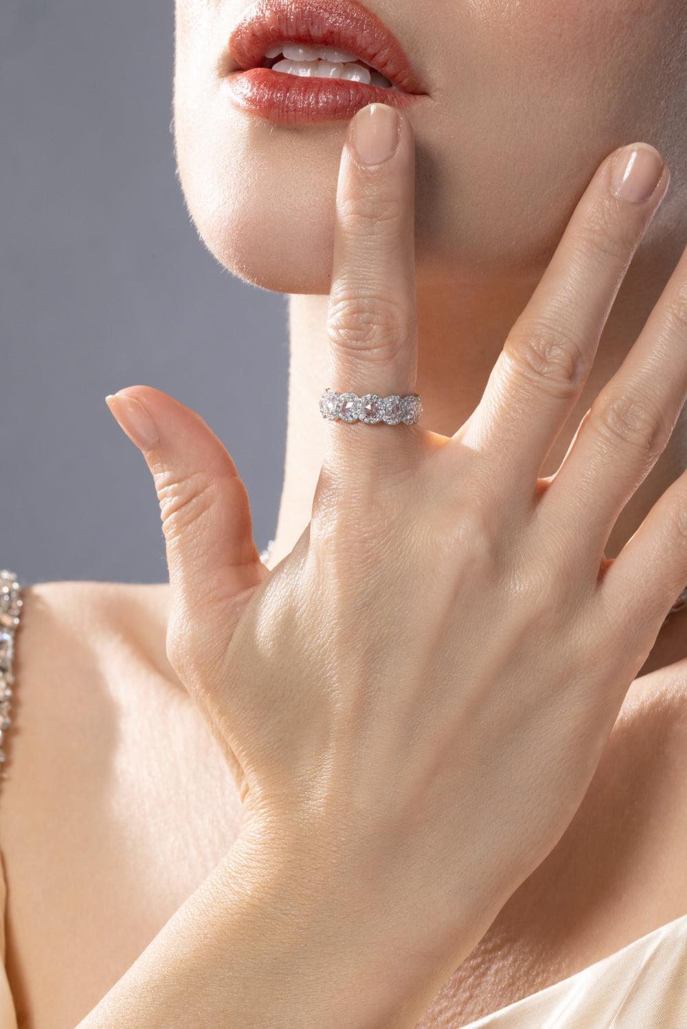 Diamond Half Eternity Scallop Ring-WHITE GOLD-5.75-JEWELRYFINE JEWELRING-64 FACETS