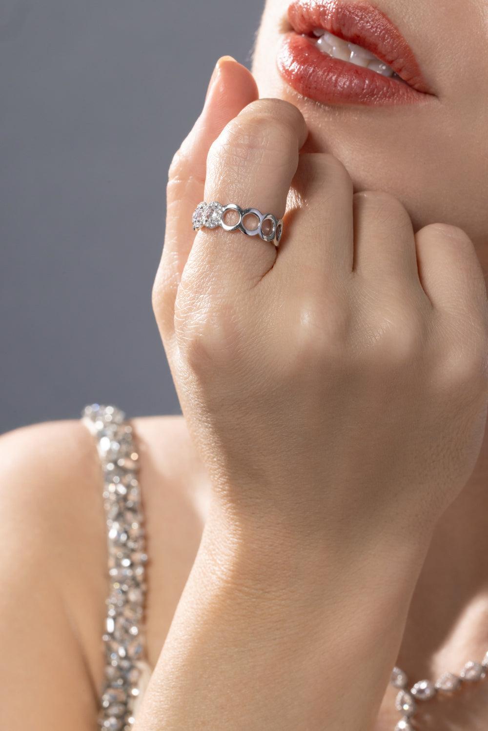 Diamond Half Eternity Scallop Ring-WHITE GOLD-5.75-JEWELRYFINE JEWELRING-64 FACETS