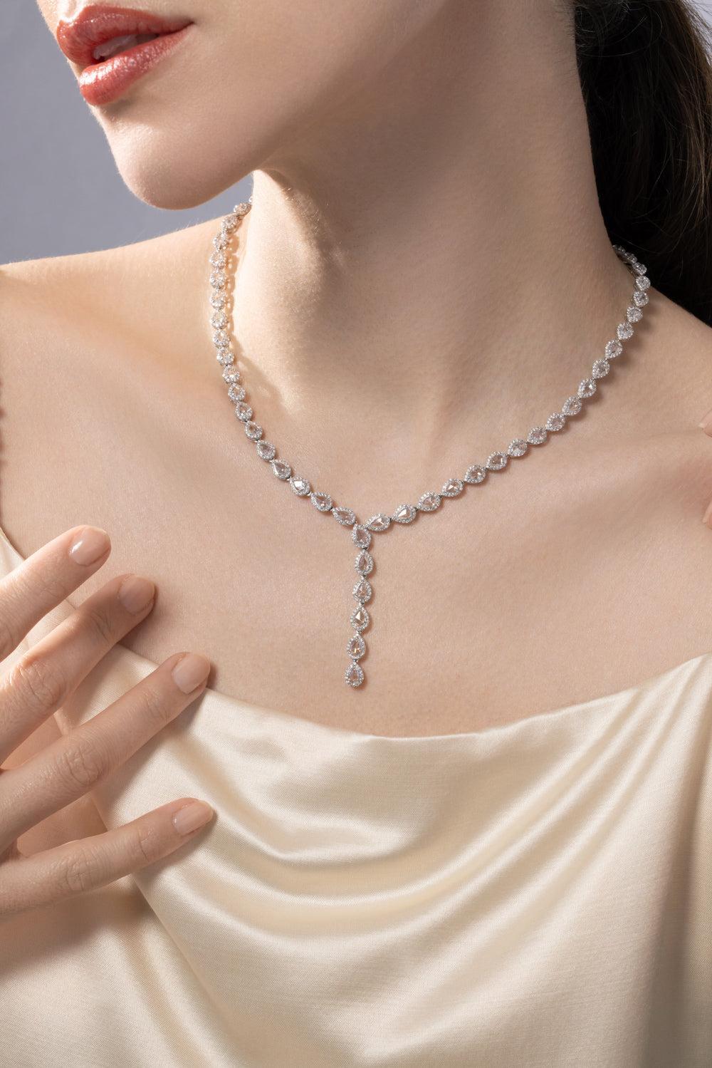 Scallop Pear Riviera Necklace-WHITE GOLD-JEWELRYFINE JEWELNECKLACE O-64 FACETS