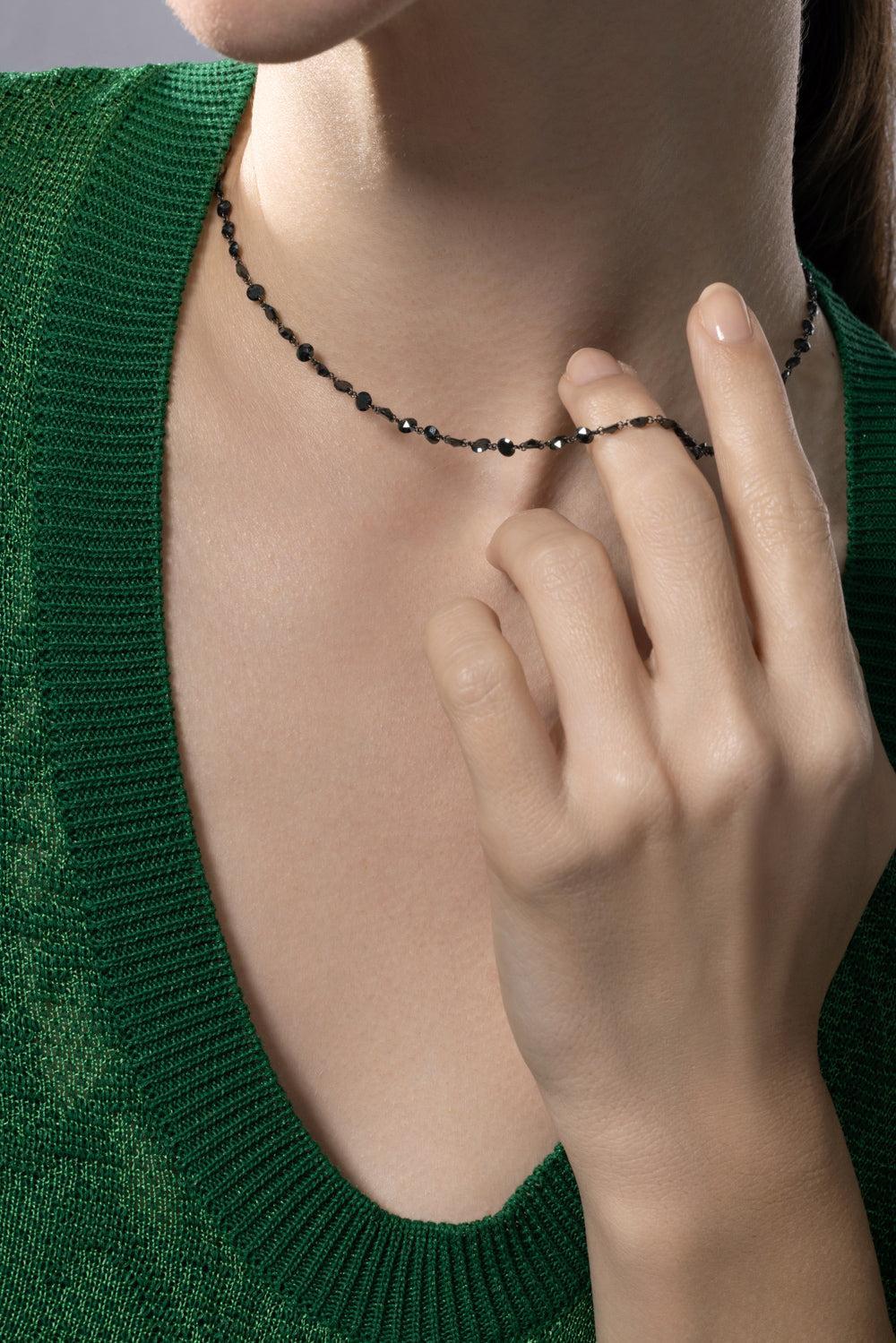 Black Diamond Ethereal Chain Necklace-WHITE GOLD-JEWELRYFINE JEWELNECKLACE O-64 FACETS