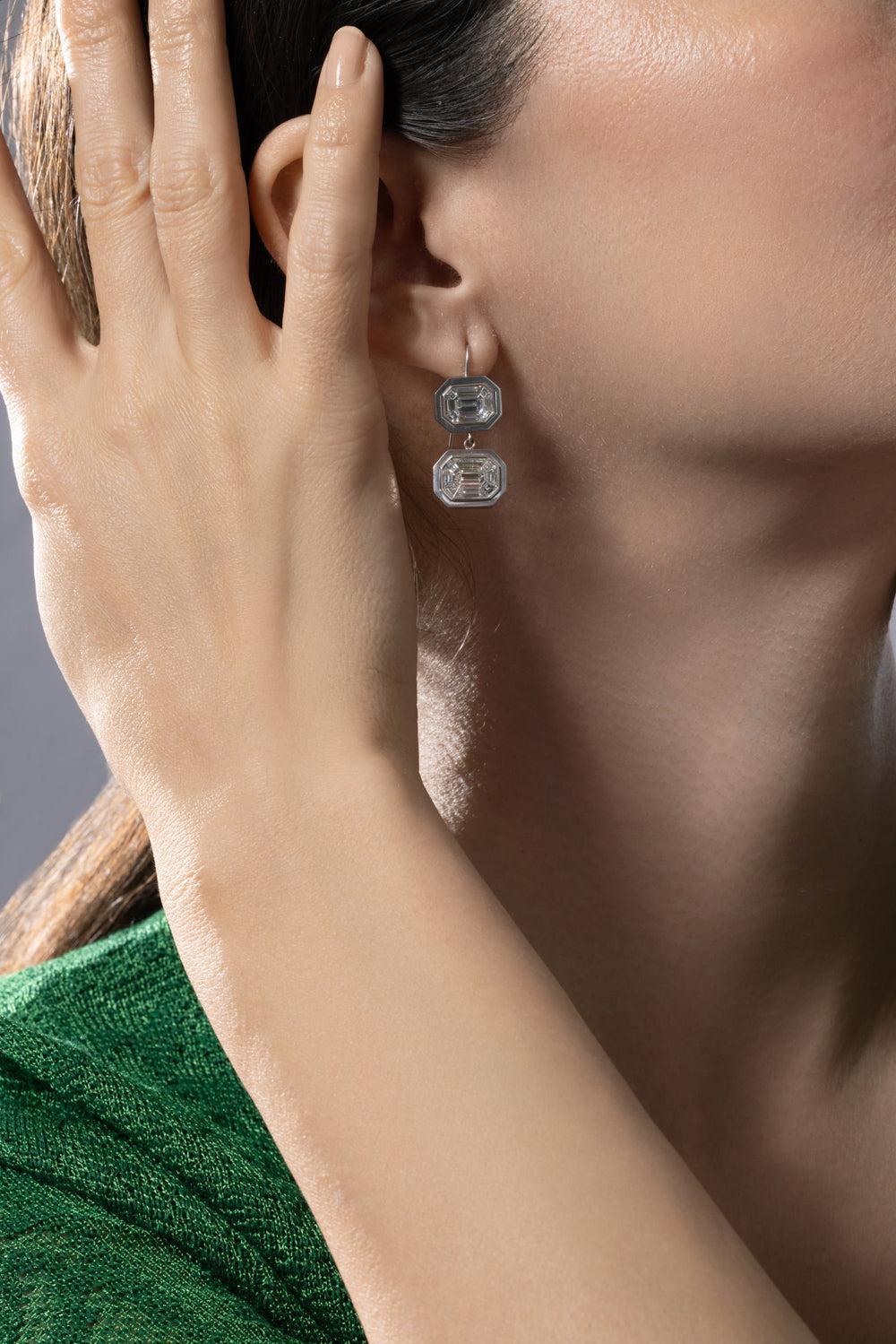 Diamond Mosaic Drop Earrings-WHITE GOLD-JEWELRYFINE JEWELEARRING-SYLVA & CIE