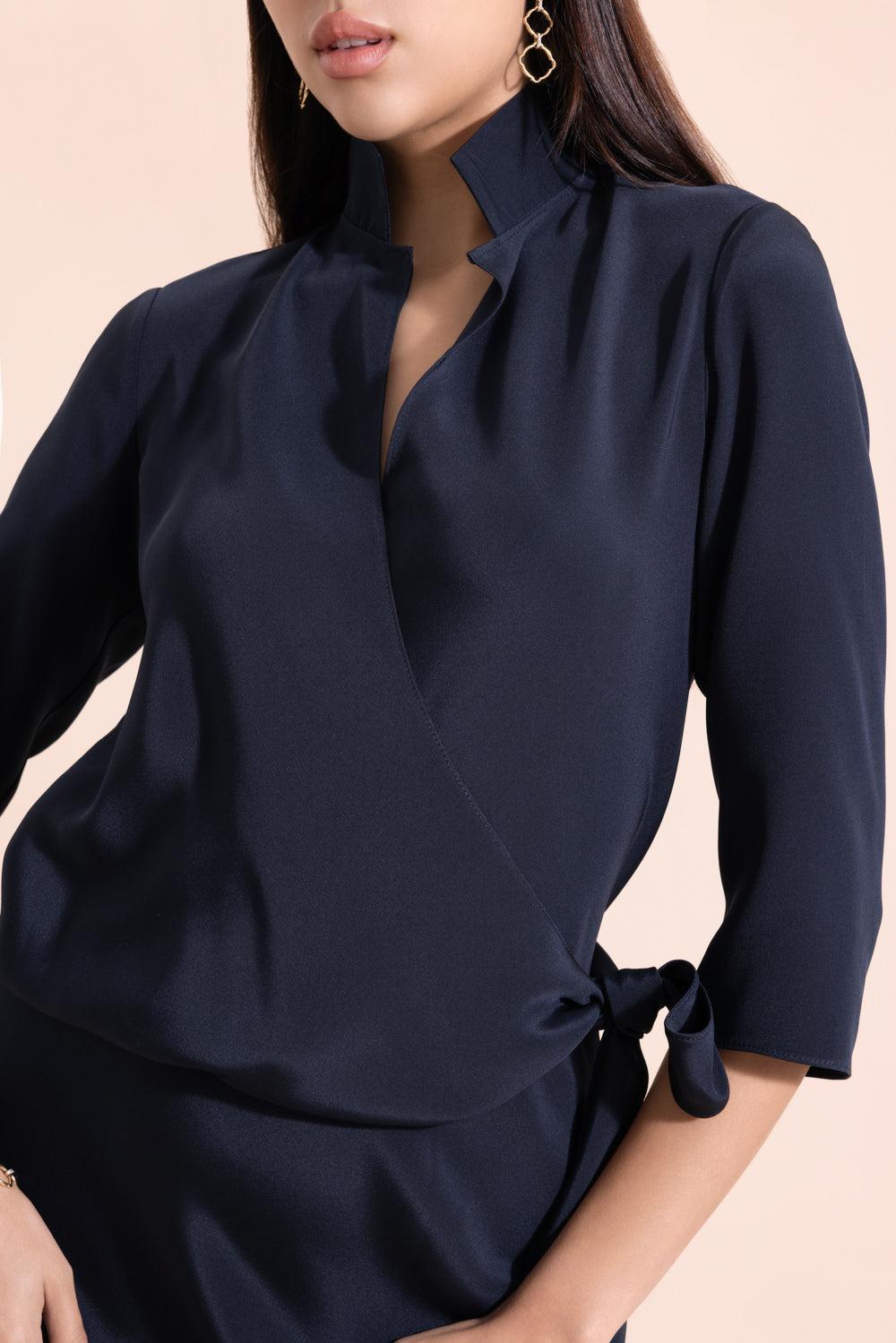 Blouse Maxi Dress - Navy-BLUE-P-CLOTHINGDRESSGOWN-PETER COHEN