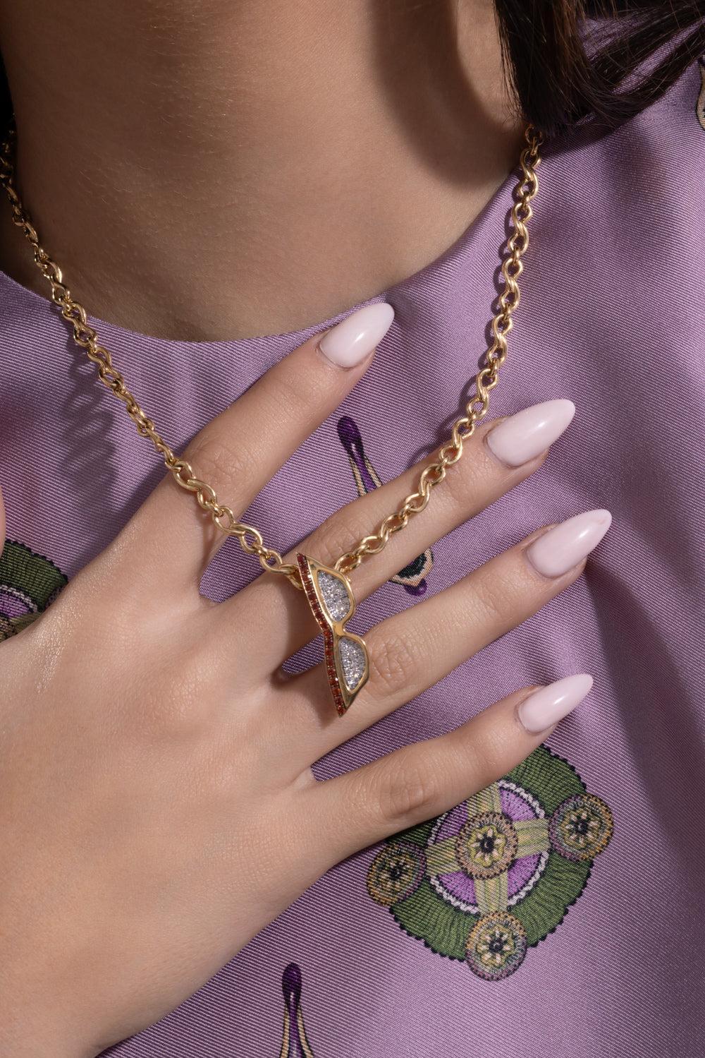 Interlocking Chain Necklace-YELLOW GOLD-18-JEWELRYFINE JEWELNECKLACE O-EDINA KISS