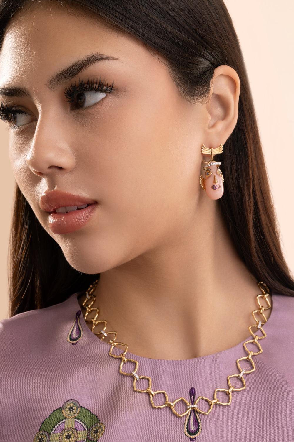 Pink Opal Angelfish Drop Earrings-YELLOW GOLD-JEWELRYFINE JEWELEARRING-EDINA KISS
