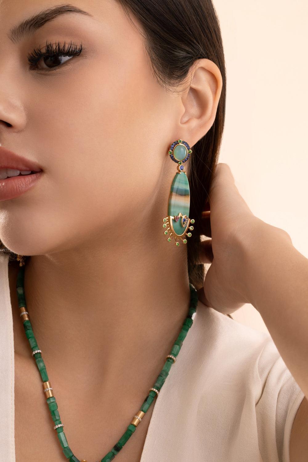 Opal Evil Eye Drop Earrings-YELLOW GOLD-JEWELRYFINE JEWELEARRING-EDINA KISS