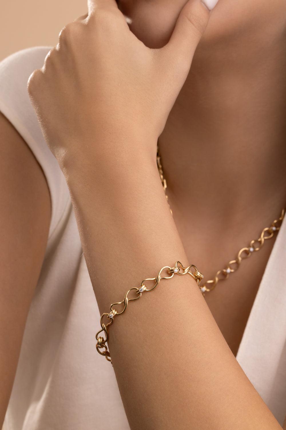 Diamond Large Double Paisley Bracelet-YELLOW GOLD-JEWELRYFINE JEWELBRACELET O-EDINA KISS