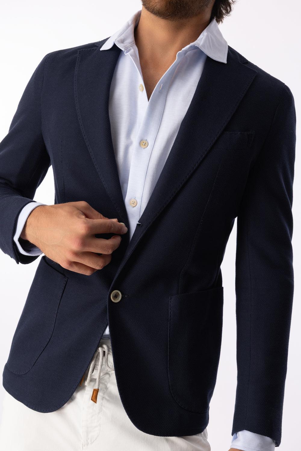 Single Breasted Soft Jacket - Blue | ELEVENTY – Marissa Collections