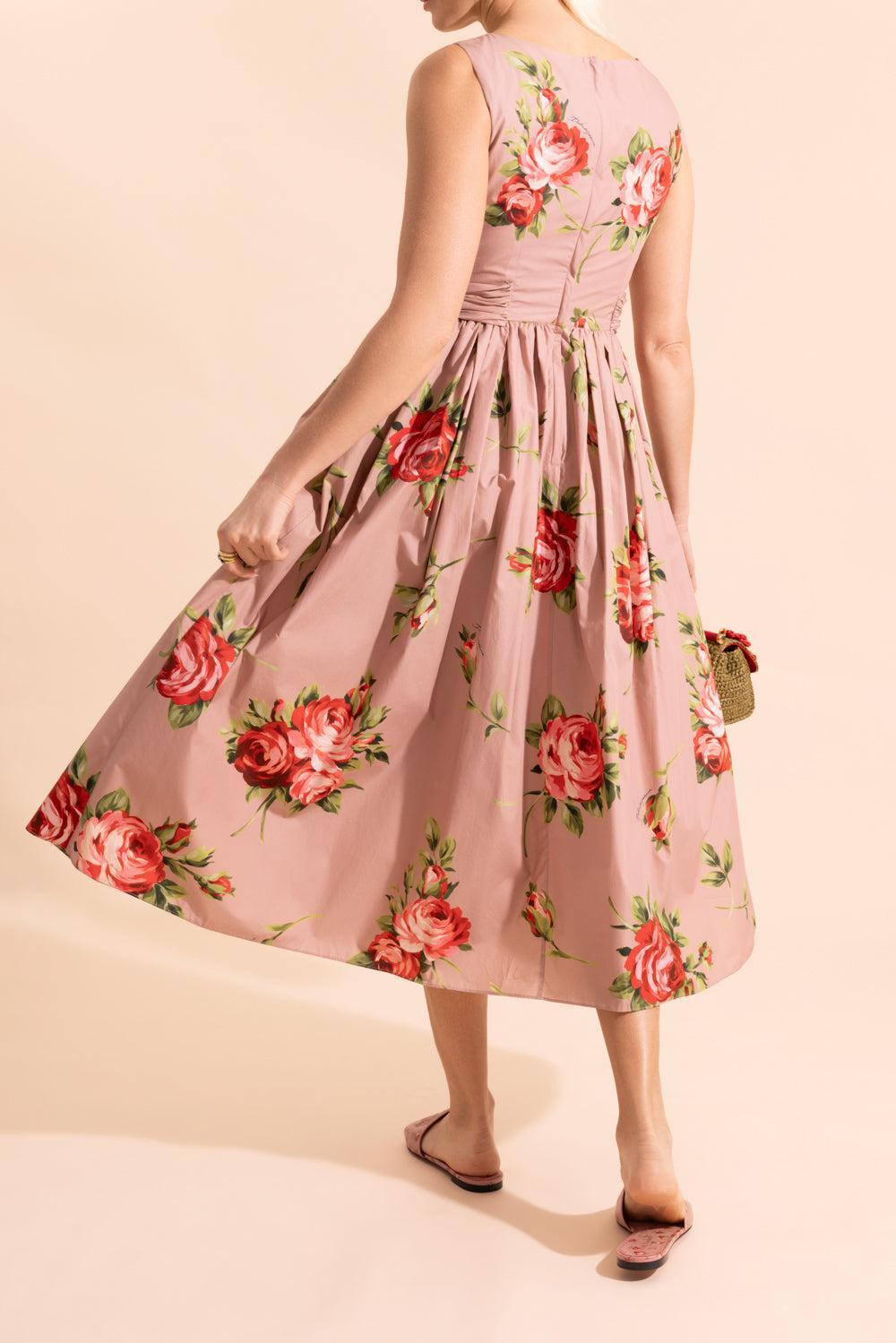 Tie Waist Floral Dress-FLORAL-40-CLOTHINGDRESSCASUAL-DOLCE & GABBANA