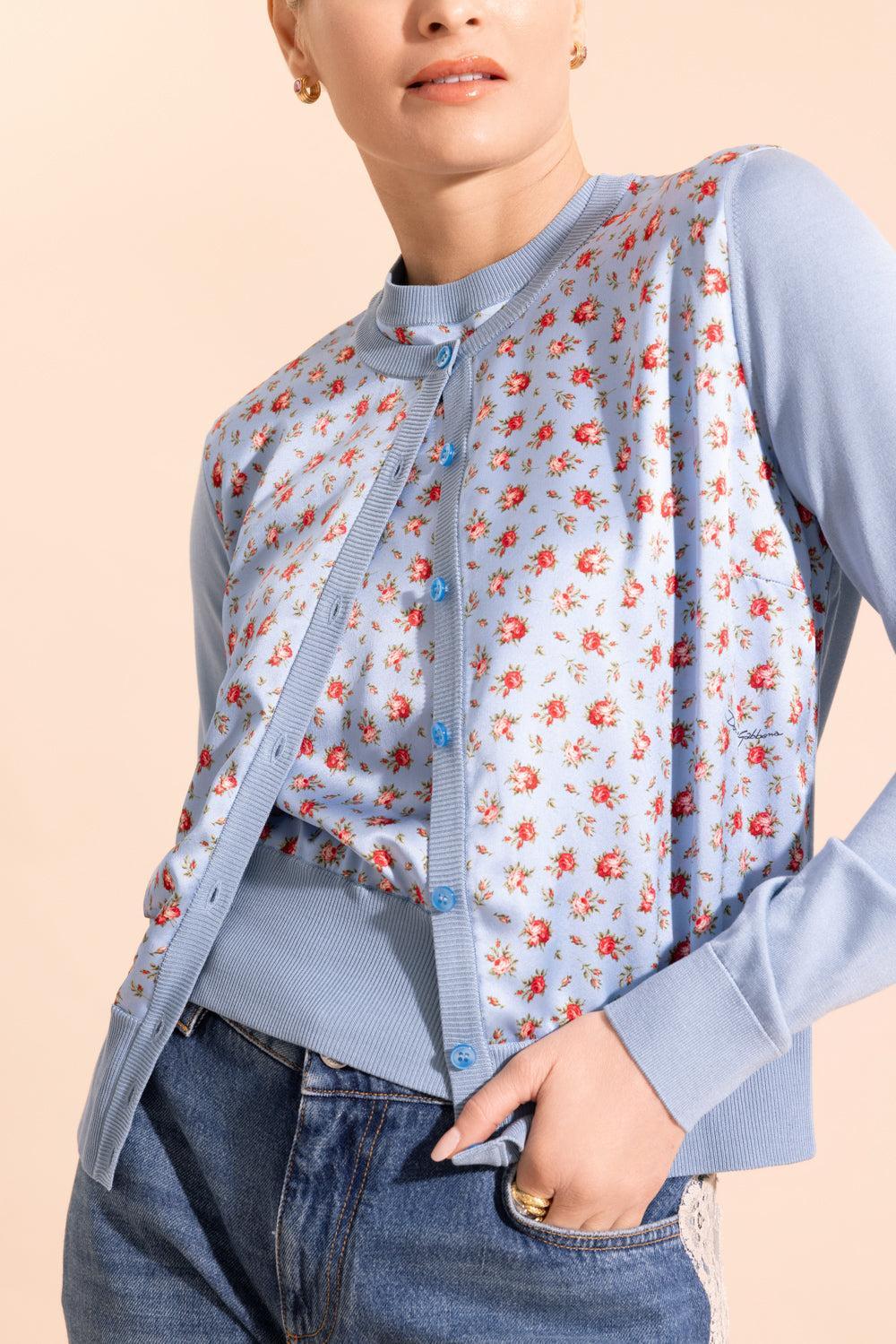 Floral Knit Cardigan-FLORAL-38-CLOTHINGTOPCARDIGAN-DOLCE & GABBANA