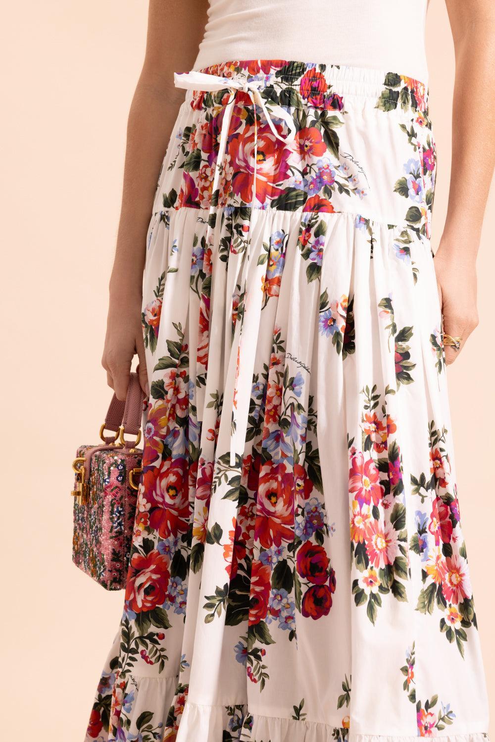 Tie Front Floral Maxi Skirt-FLORAL-40-CLOTHINGSKIRTMIDI-DOLCE & GABBANA