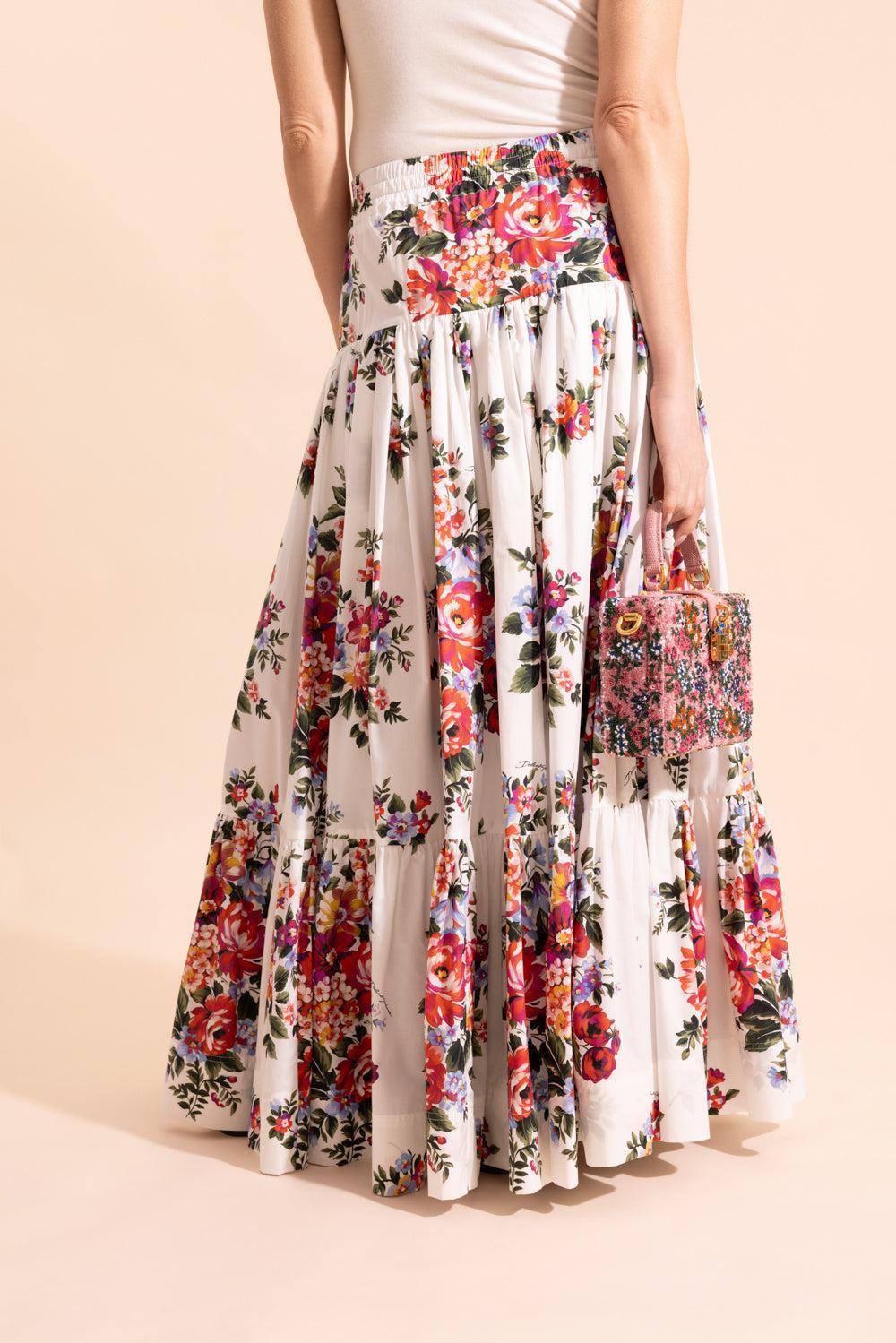 Tie Front Floral Maxi Skirt-FLORAL-40-CLOTHINGSKIRTMIDI-DOLCE & GABBANA