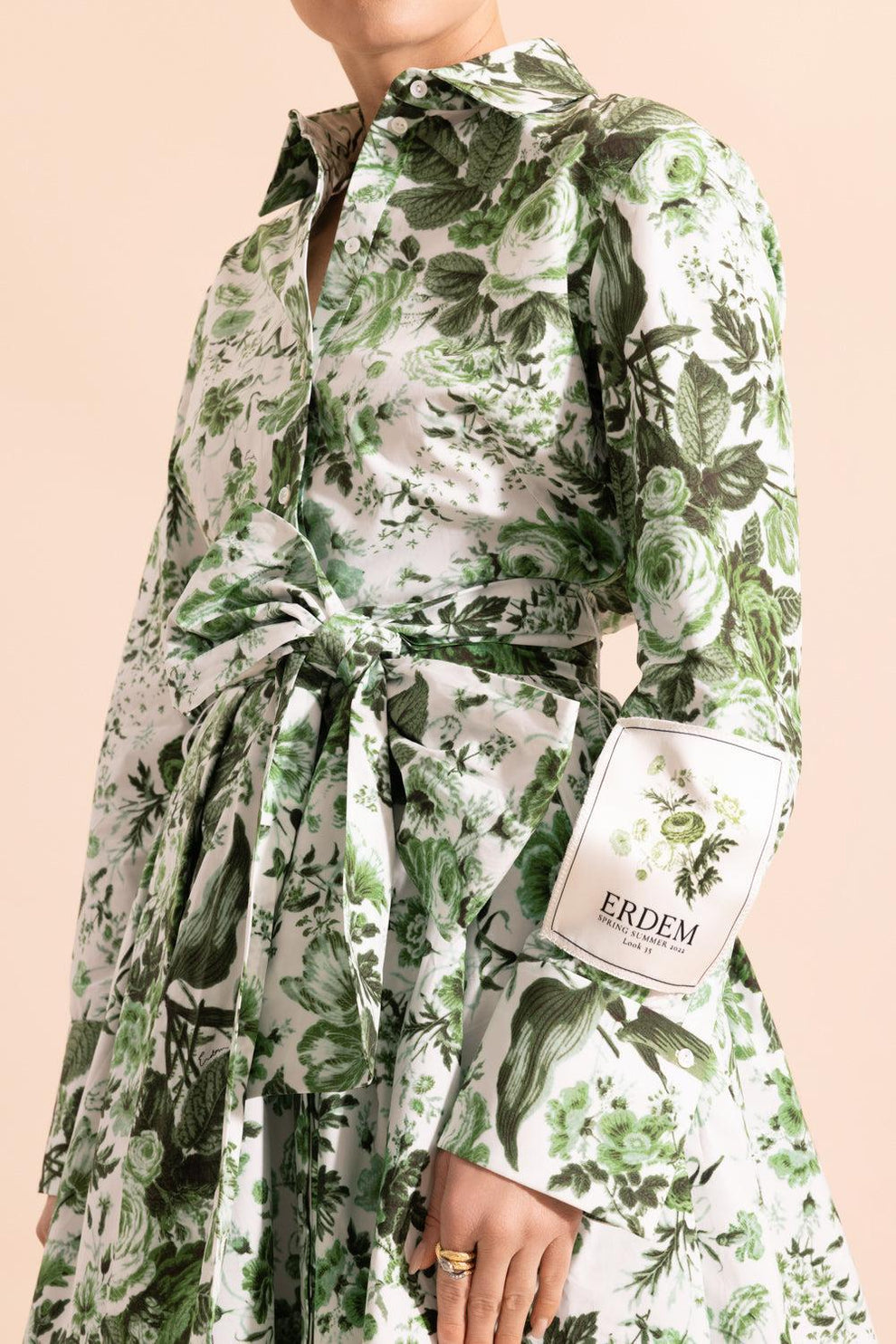 ERDEM | Floral Print Long Sleeve Shirt Dress