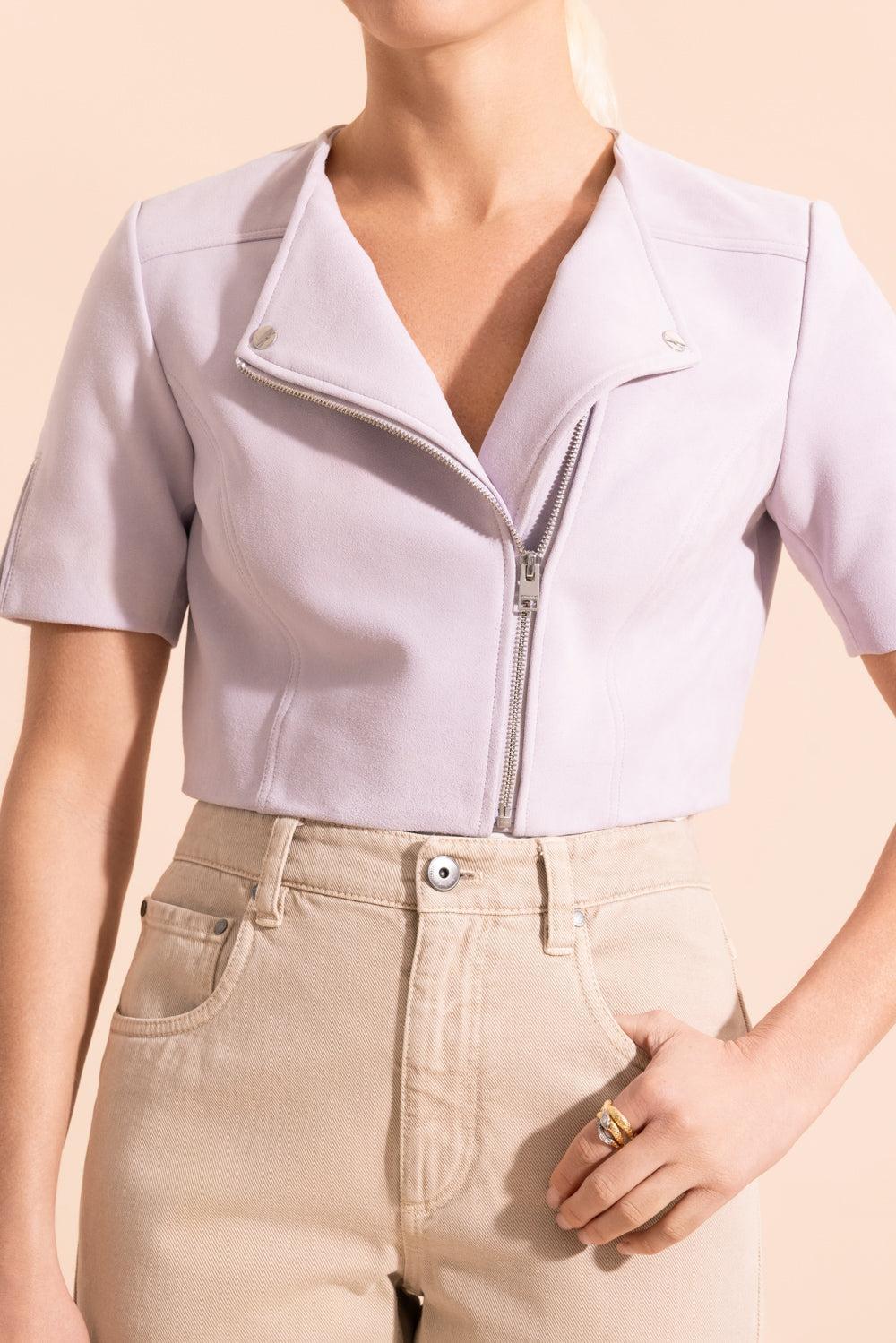 Kirsi Cropped Jacket - Lilac-PURPLE-XS-CLOTHINGCOATSUEDE-LAMARQUE