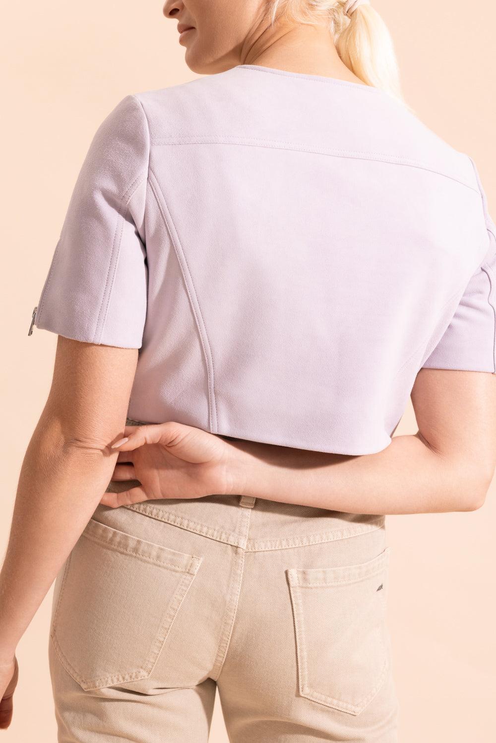 Kirsi Cropped Jacket - Lilac-PURPLE-XS-CLOTHINGCOATSUEDE-LAMARQUE