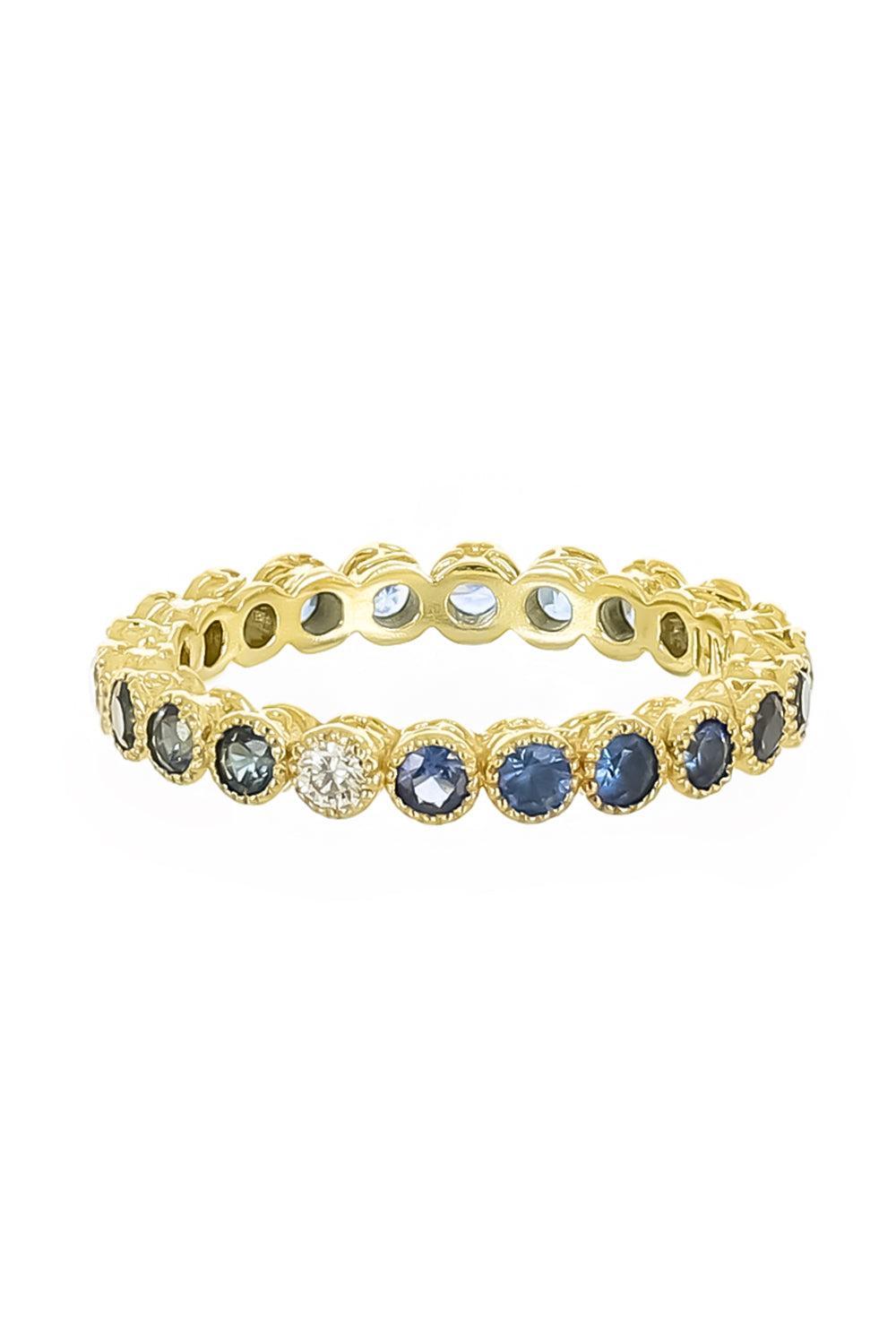 Blue Sapphire Modern Etruscan Stack Ring-YELLOW GOLD-6.5-JEWELRYFINE JEWELRING-TANYA FARAH