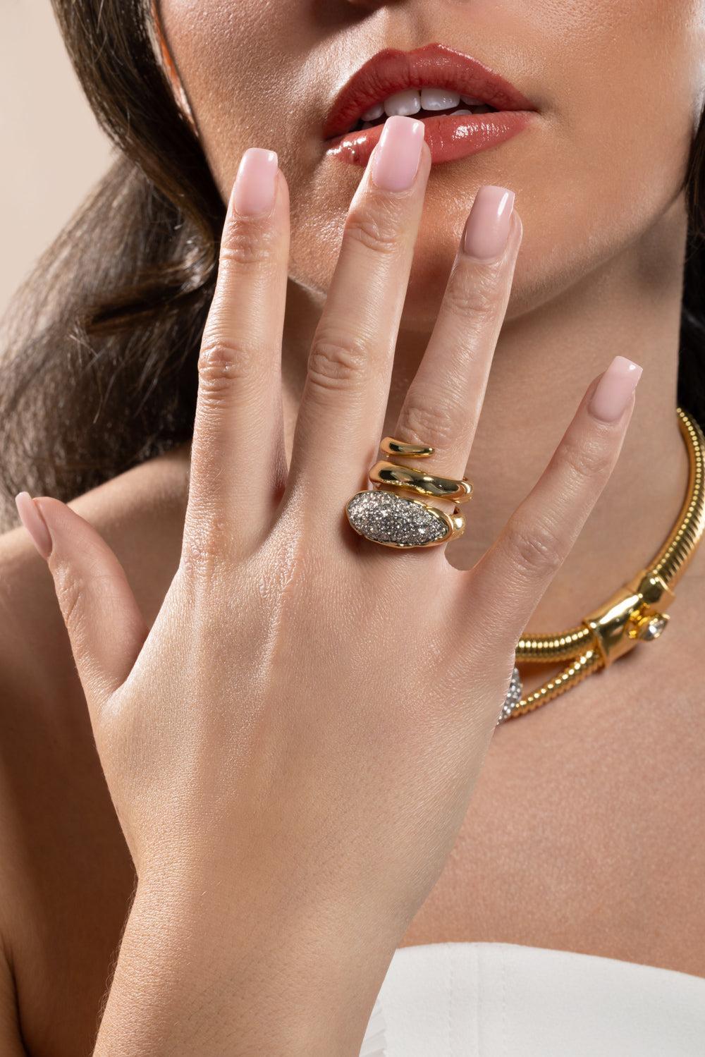 Crystal Coiled Pebble Solaneles Ring-YELLOW-7-JEWELRYBOUTIQUERING-ALEXIS BITTAR